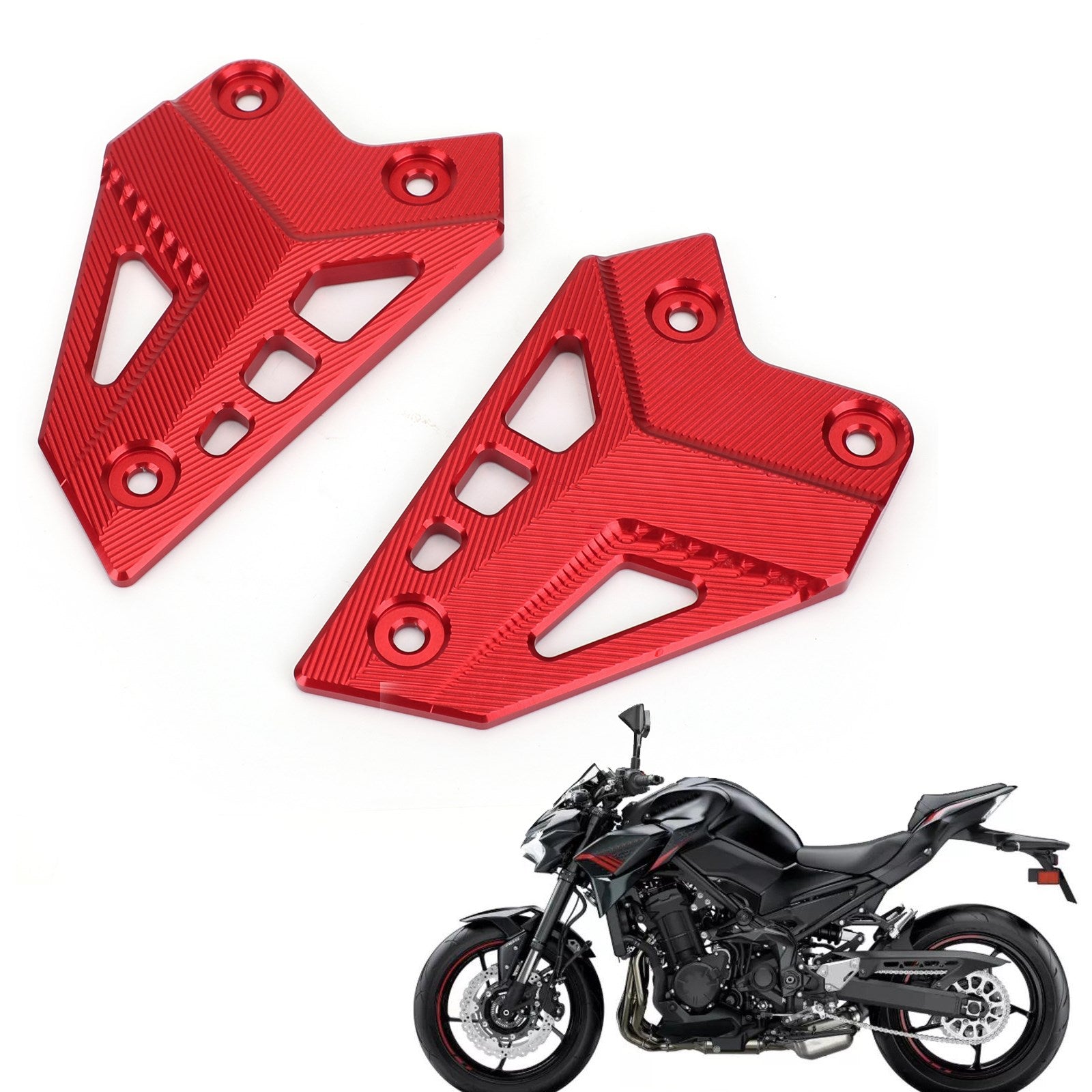 2017-2020 Kawasaki Z900 ZR900 CNC Aluminum Heel Guards Rearset Plates Generic