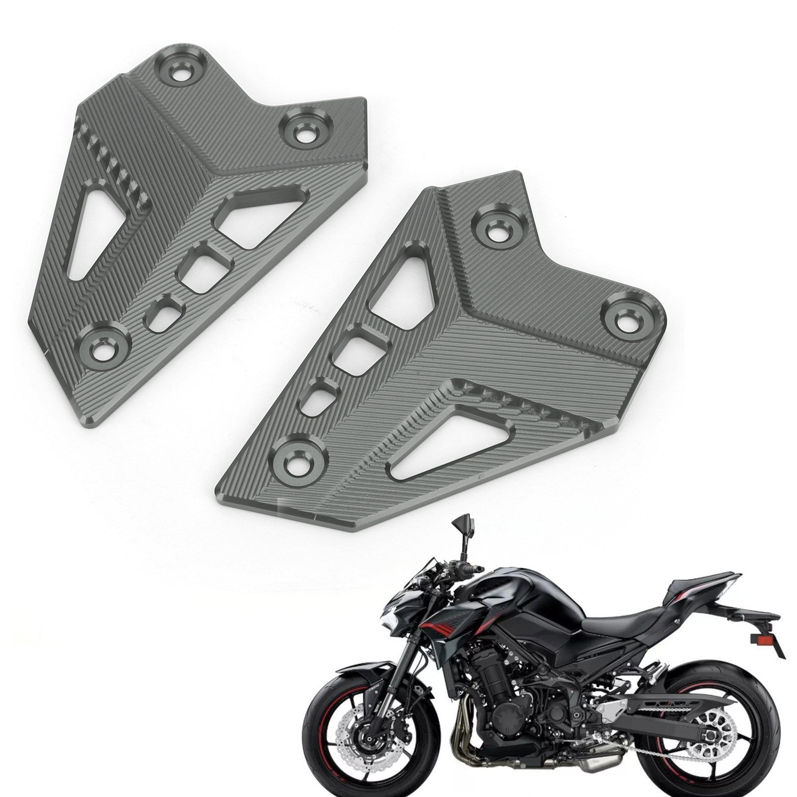 2017-2020 Kawasaki Z900 ZR900 CNC Aluminum Heel Guards Rearset Plates Generic