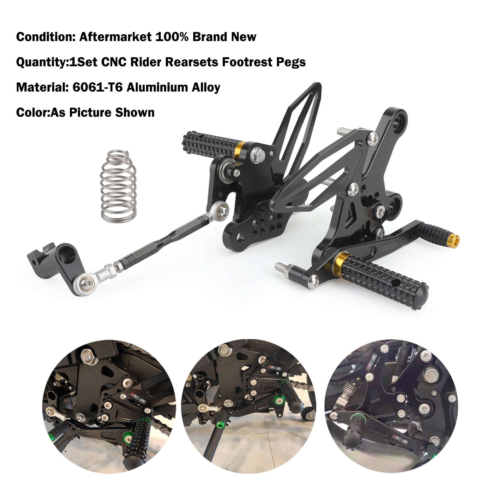 2018-2022 Kawasaki Ninja 250/400 Rearsets Adjustable Foot Pegs Rest Generic