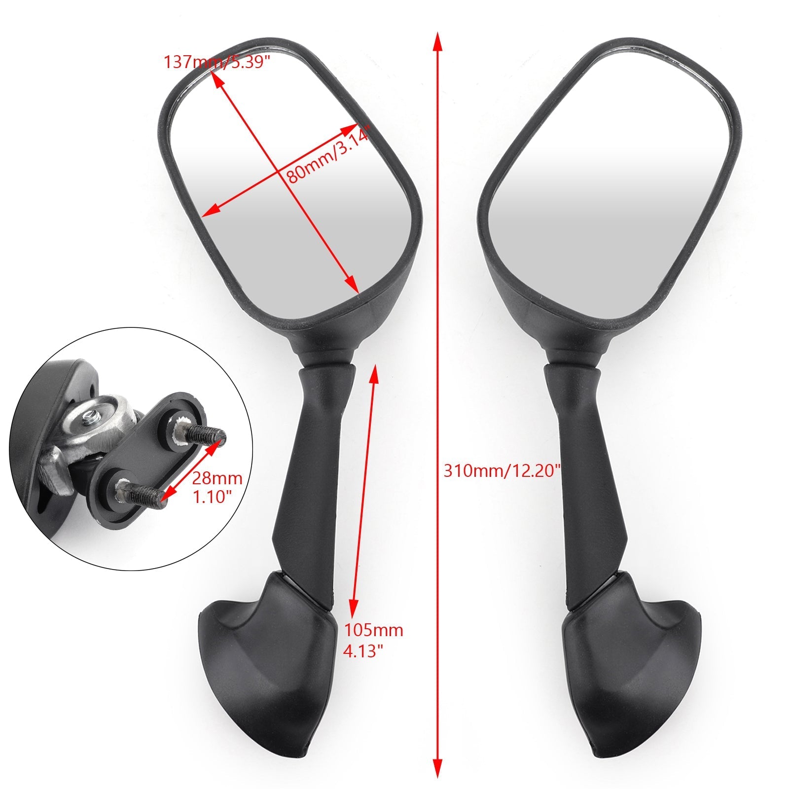 2006-2007 Yamaha YZF R6 Racing Mirror Mirrors Black Generic