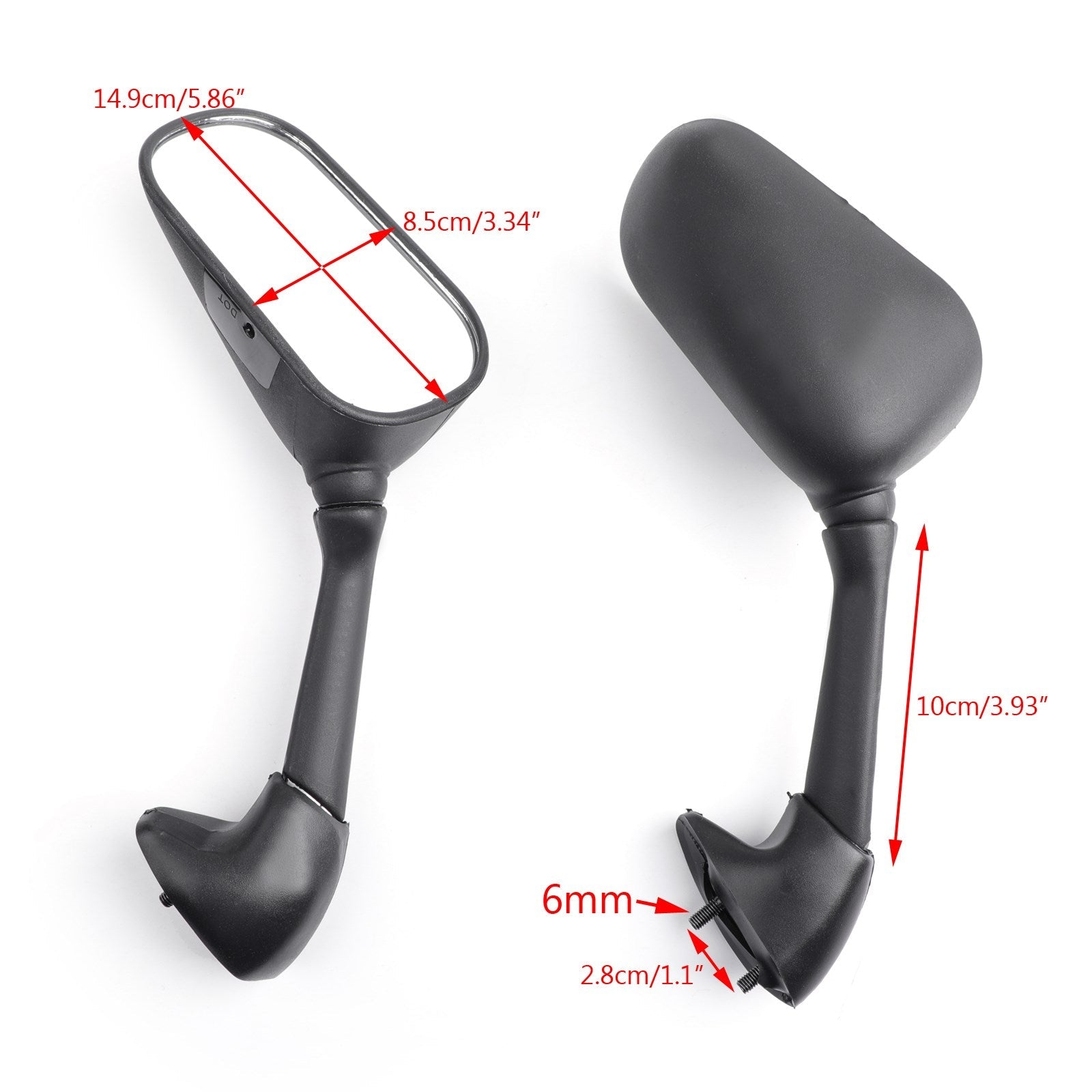 2006-2008 YAMAHA YZF R6S S Model 600cc Street-oriented version Mirrors Generic