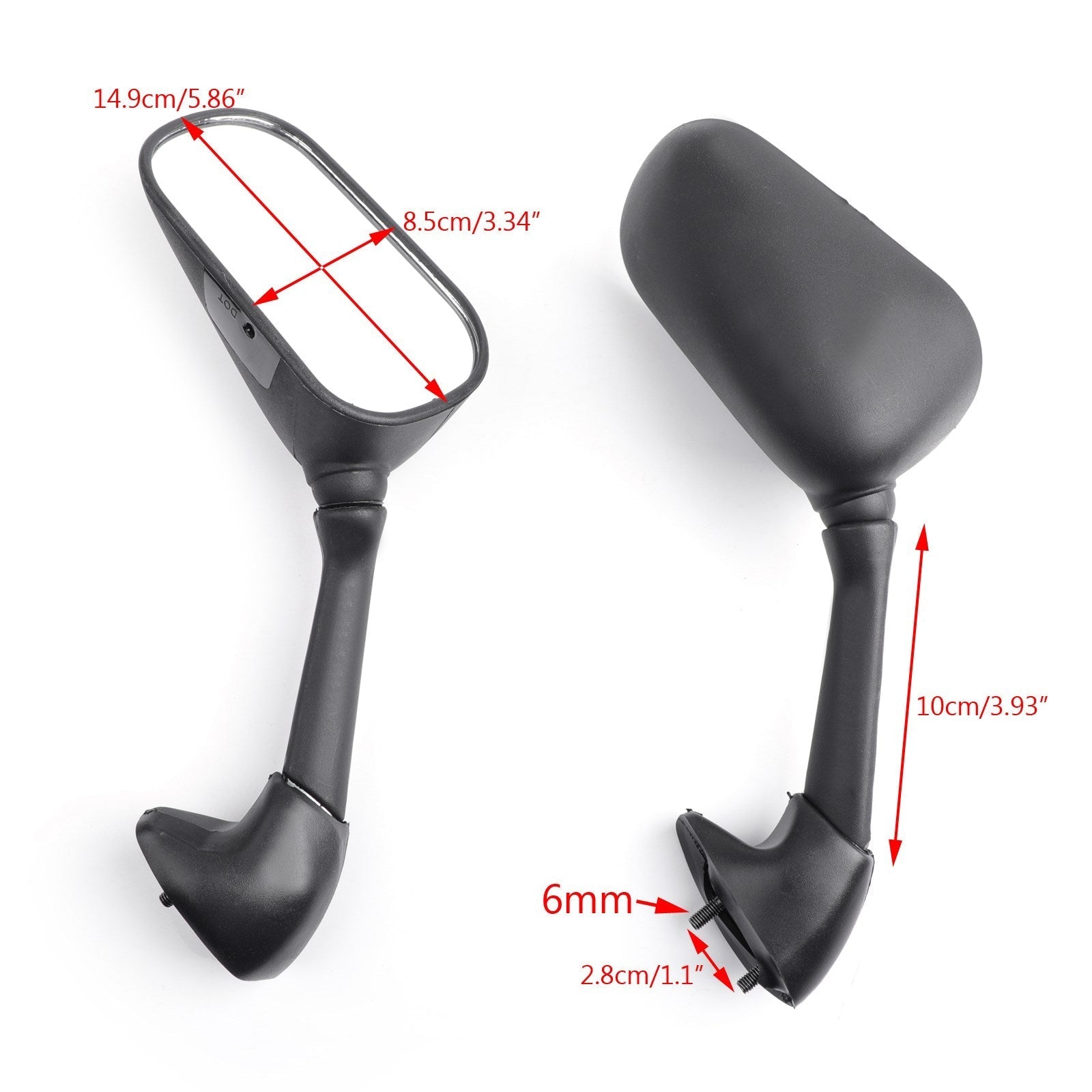 2006-2008 YAMAHA YZF R6S S Model 600cc Street-oriented version Mirrors Generic