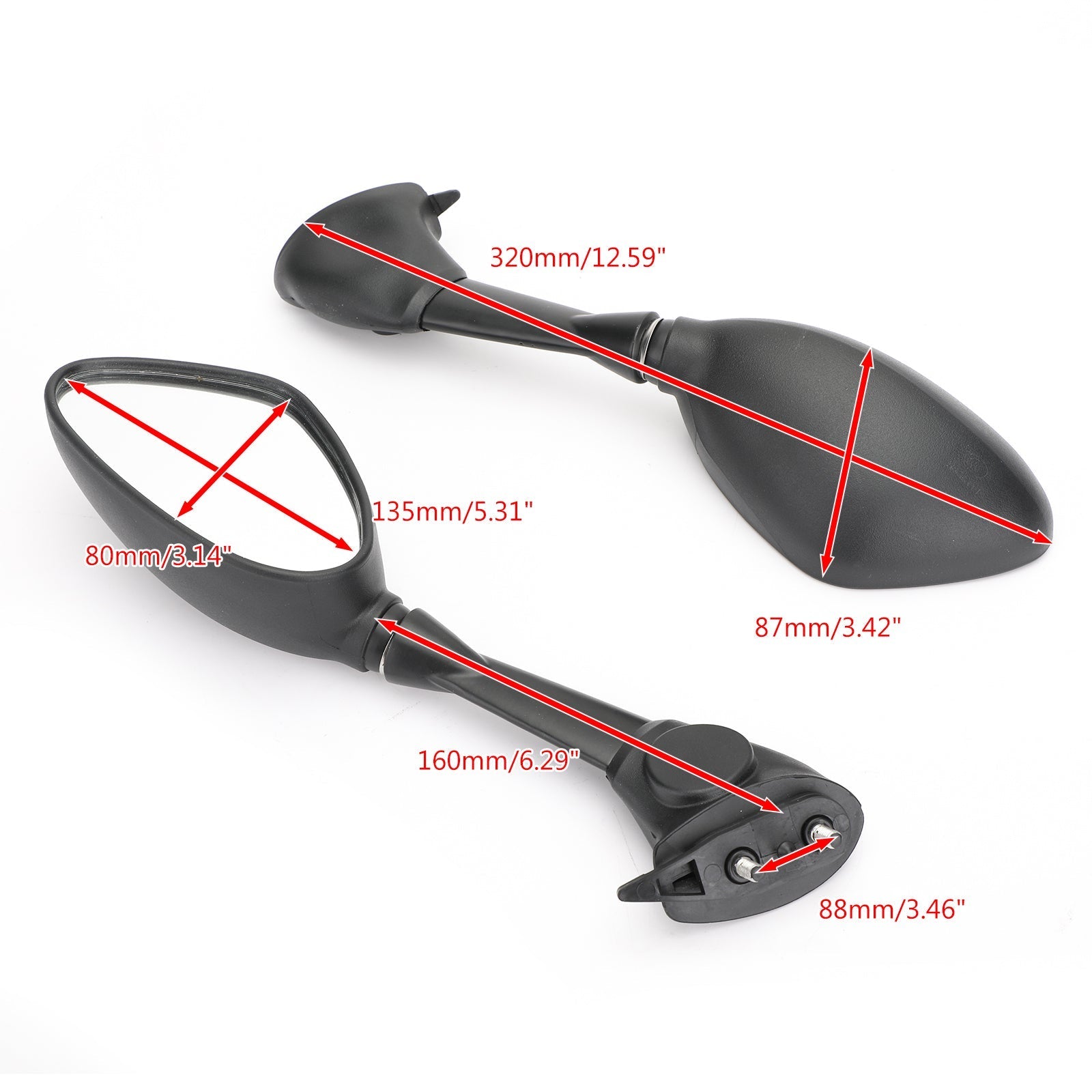 2010-2018 BMW S1000RR Motorcycle Black Rearview Side Mirrors Generic