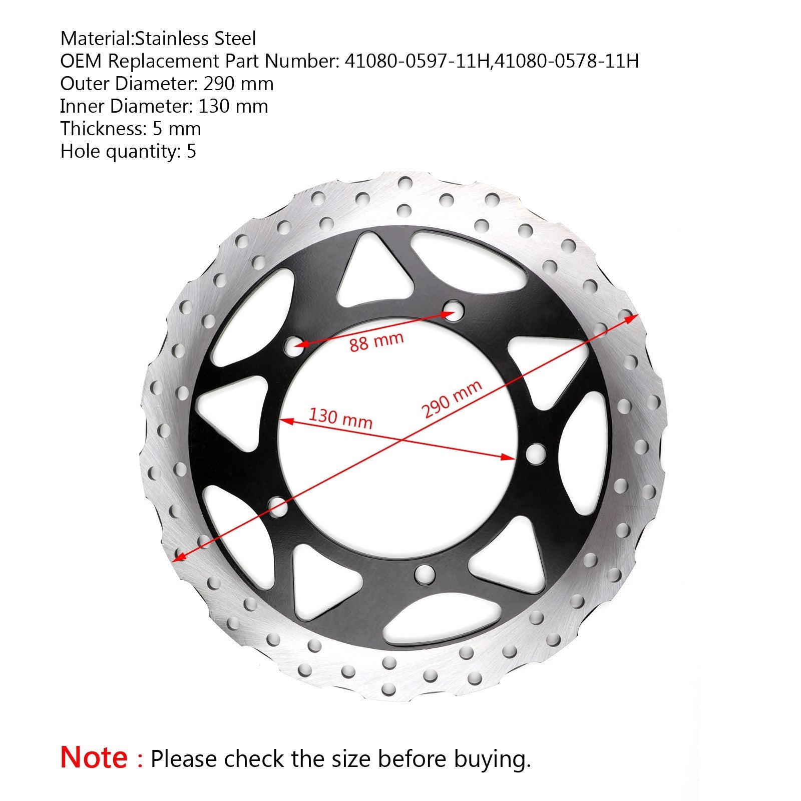 2013-2017 Kawasaki EX250 Ninja 250R Front Rotor Brake Disc 41080-0597-11H 41080-0578-11H