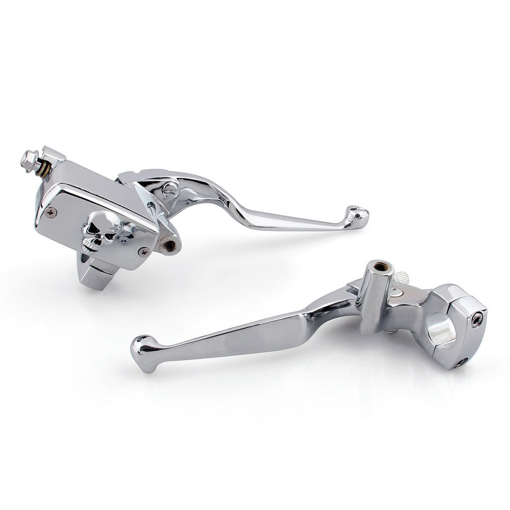 1" Skull Reservoir Brake Clutch Levers For Kawasaki Vulcan 800 1500 1600 2000 C