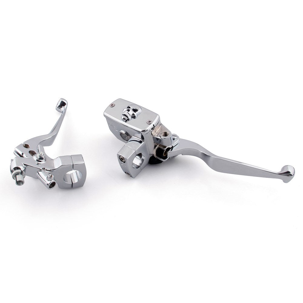 1" Skull Reservoir Brake Clutch Levers For Kawasaki Vulcan 800 1500 1600 2000 C