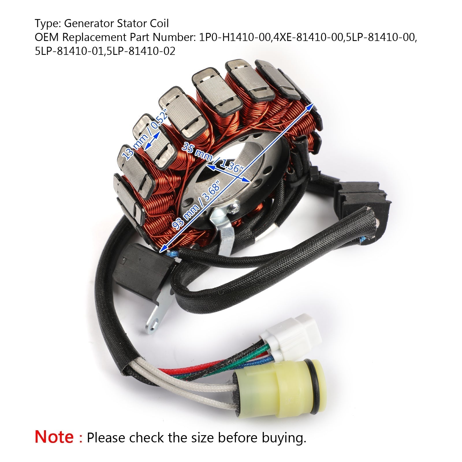 Magneto Generator Stator Coil for Yamaha YFM250 01-09 YFM660 01-05 1P0-H1410-00 Generic