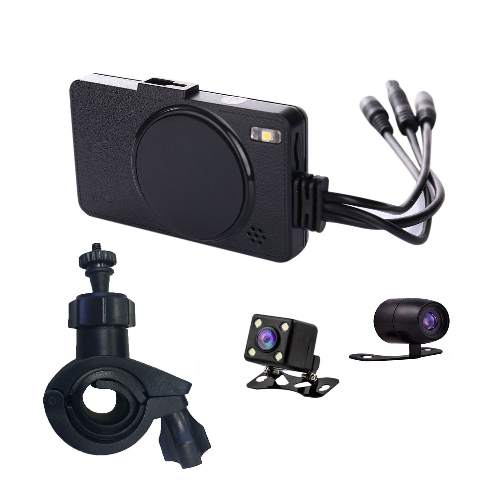 3" 140掳 Waterproof Dual Action Camera Video Recorder DVR for Motorcycle IP68 Generic
