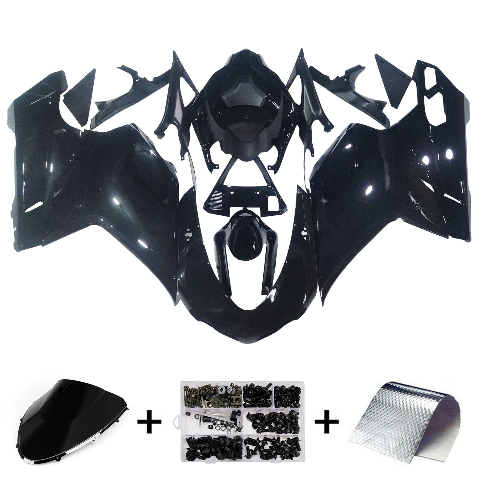 2007-2012 Ducati 1098/1198/848 Black Bodywork Fairing ABS Injection Mold 14# Generic