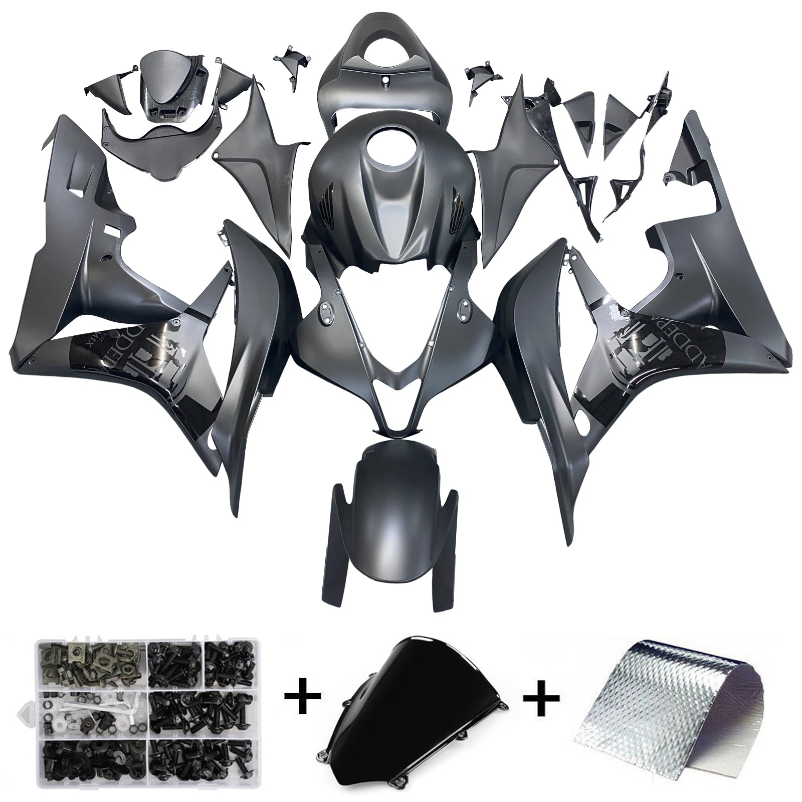 2007-2008 Honda CBR600RR Matt Black Generic Fairing Kit Bodywork ABS