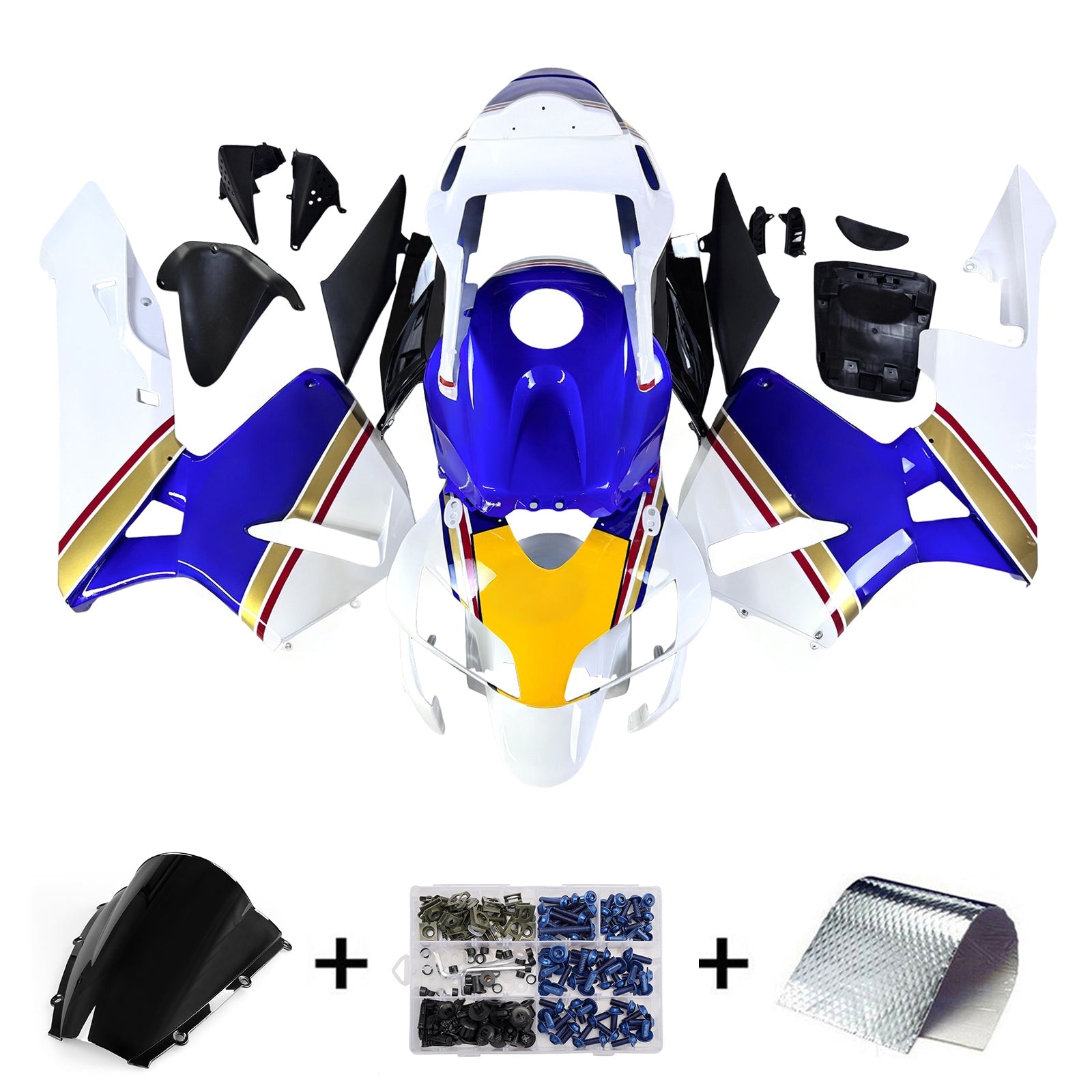 2003-2004 CBR600RR Bodywork Fairing Blue ABS Injection Molded Plastics Set Generic
