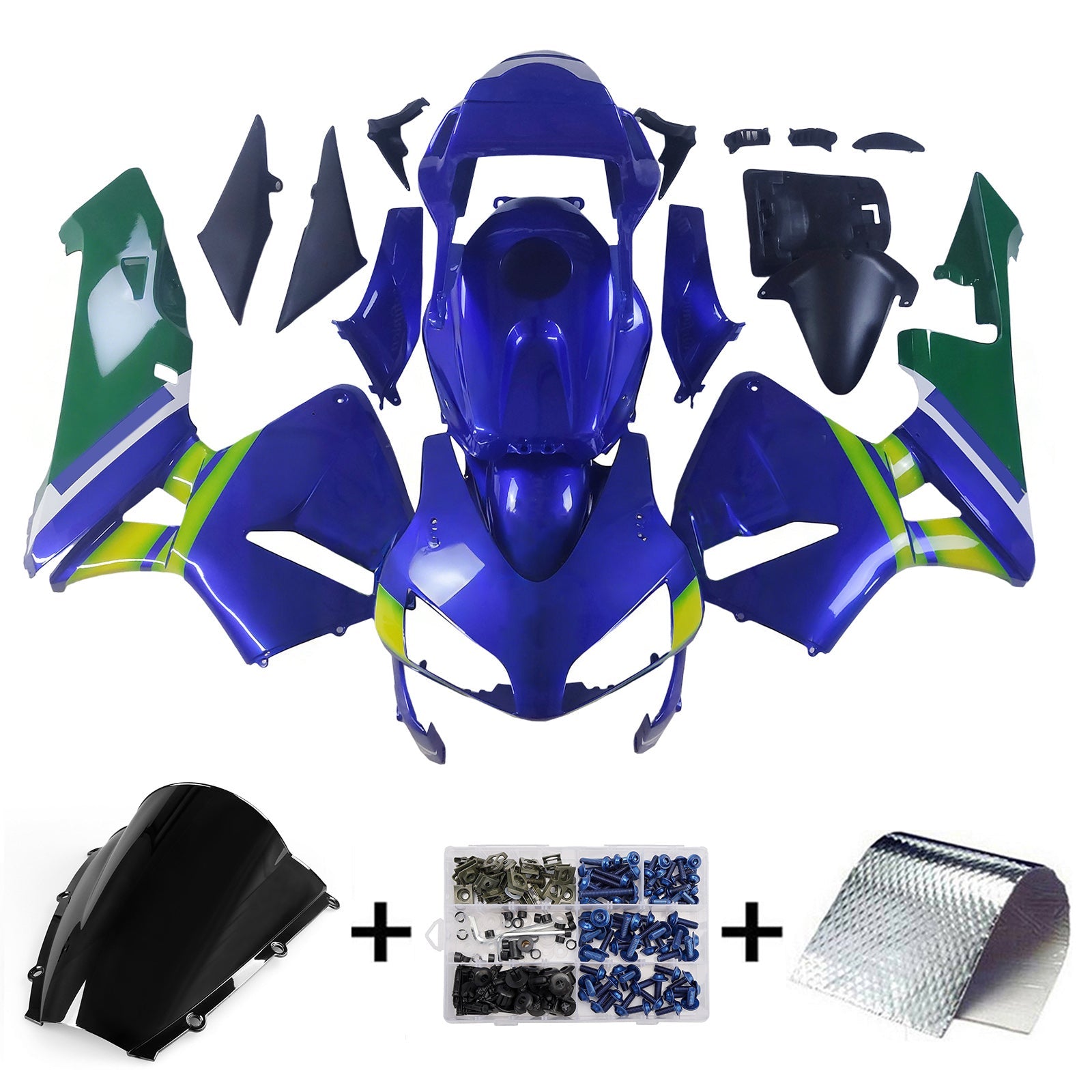 2003-2004 Honda CBR 600 RR Blue & Green Movistar Racing Fairings Generic