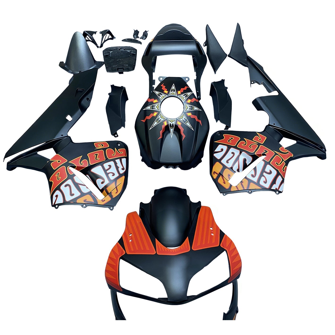 Fairings 2003-2004 Honda CBR 600 RR Black Matte Valentino Rossi Moto Racing Generic