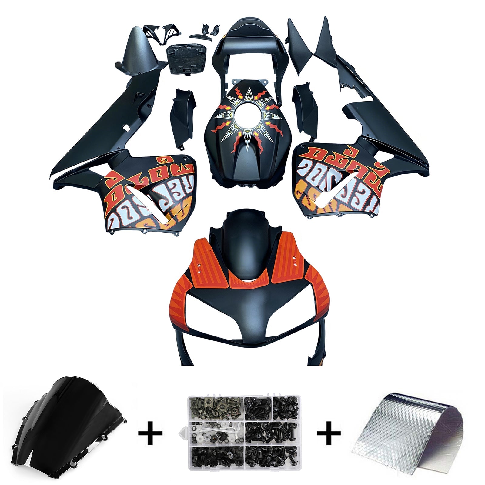 2003-2004 Honda CBR 600 RR Black Matte Valentino Rossi Moto Racing Fairings Generic
