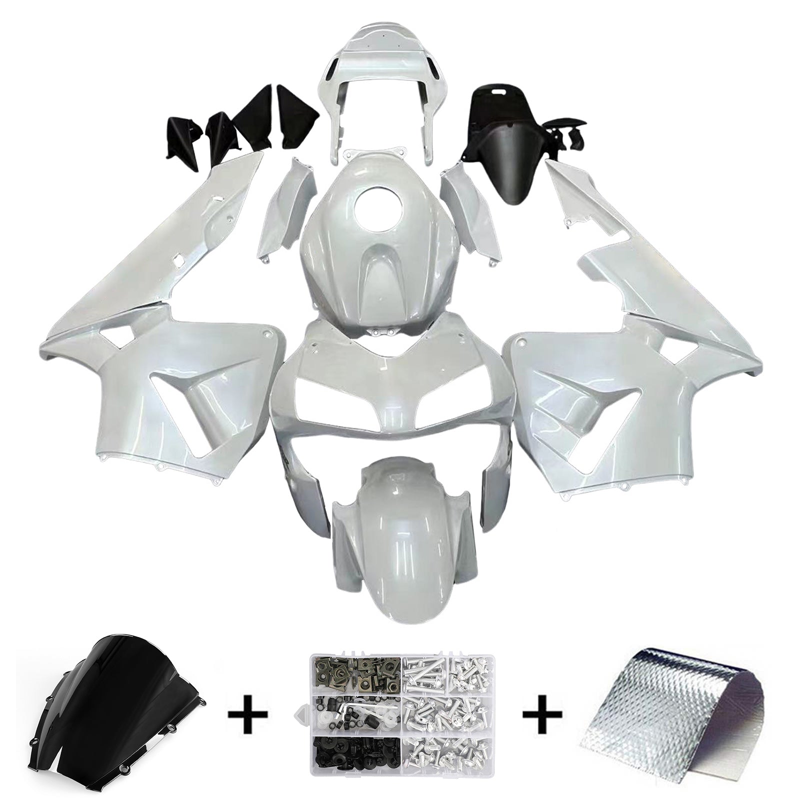 2003-2004 CBR600RR Bodywork Fairing White ABS Injection Molded Plastics Set Generic