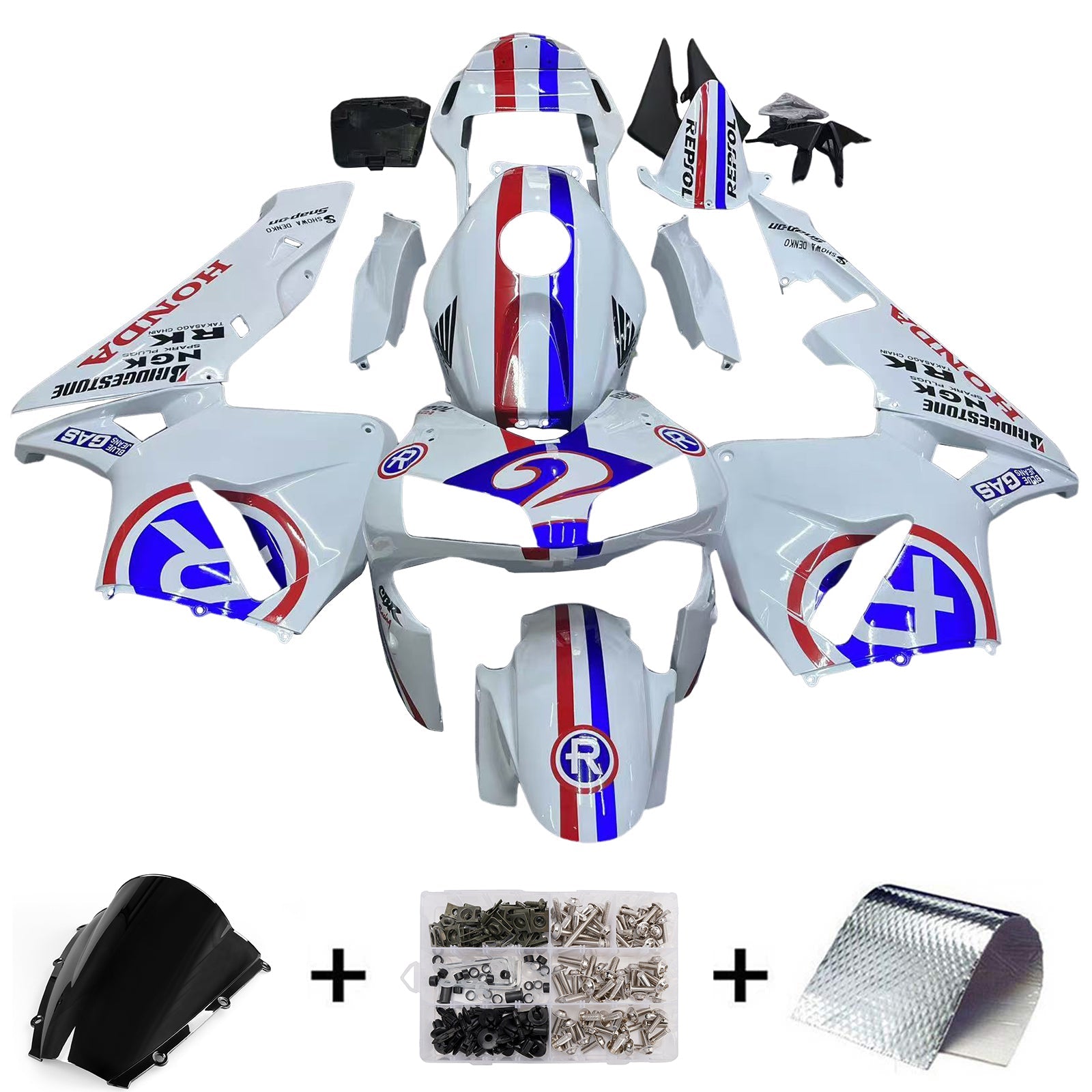 Fairings 2003-2004 Honda CBR 600 RR No.2 White Repsol Racing Generic
