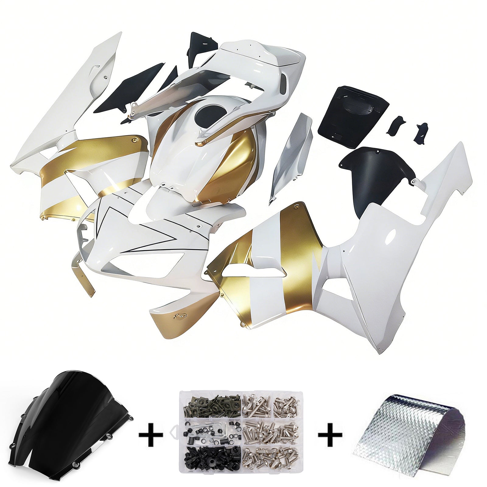 2003-2004 Honda CBR600 Fairing White&Gold Kit
