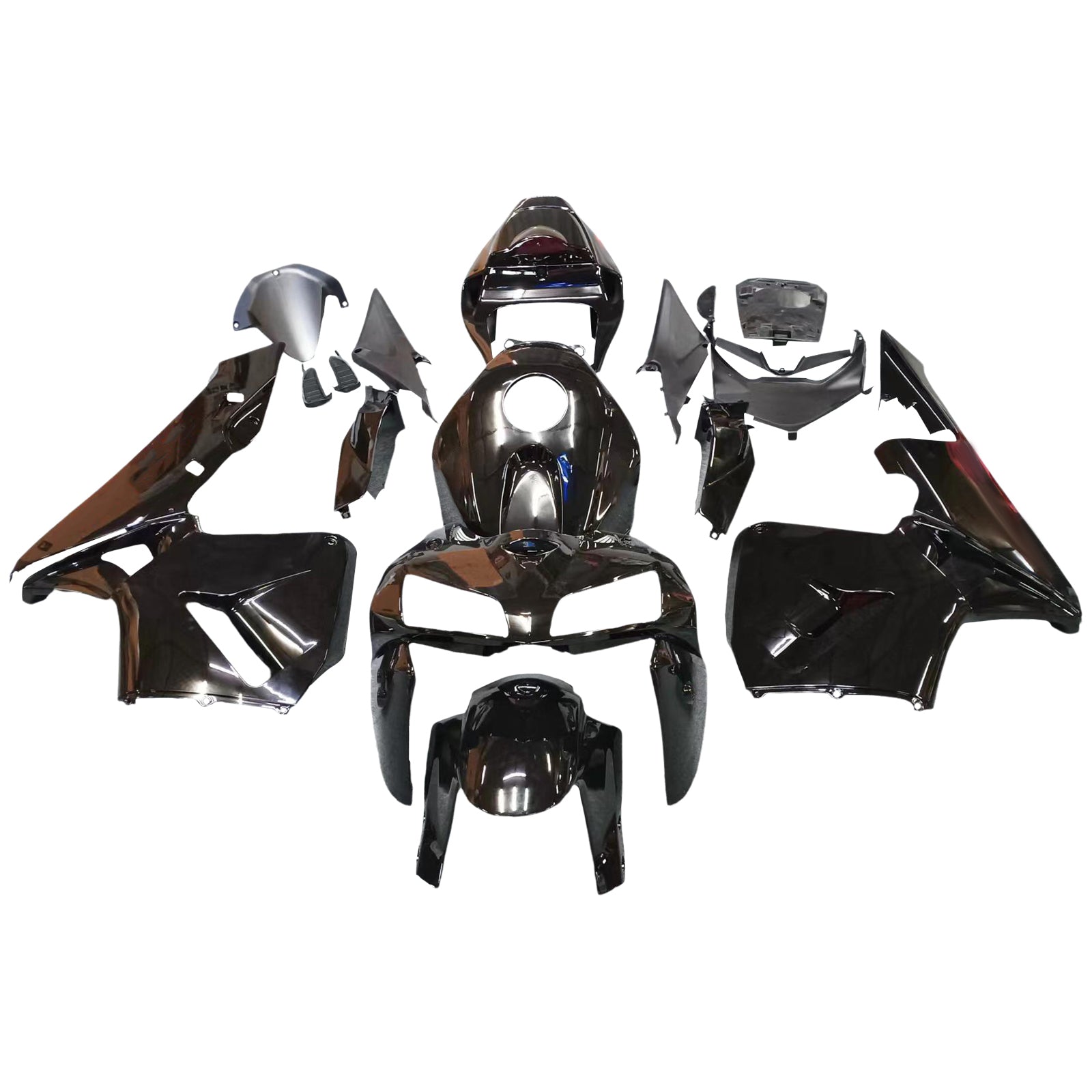 2005-2006 CBR600RR Bodywork Fairing Black ABS Injection Molded Plastics Set Generic