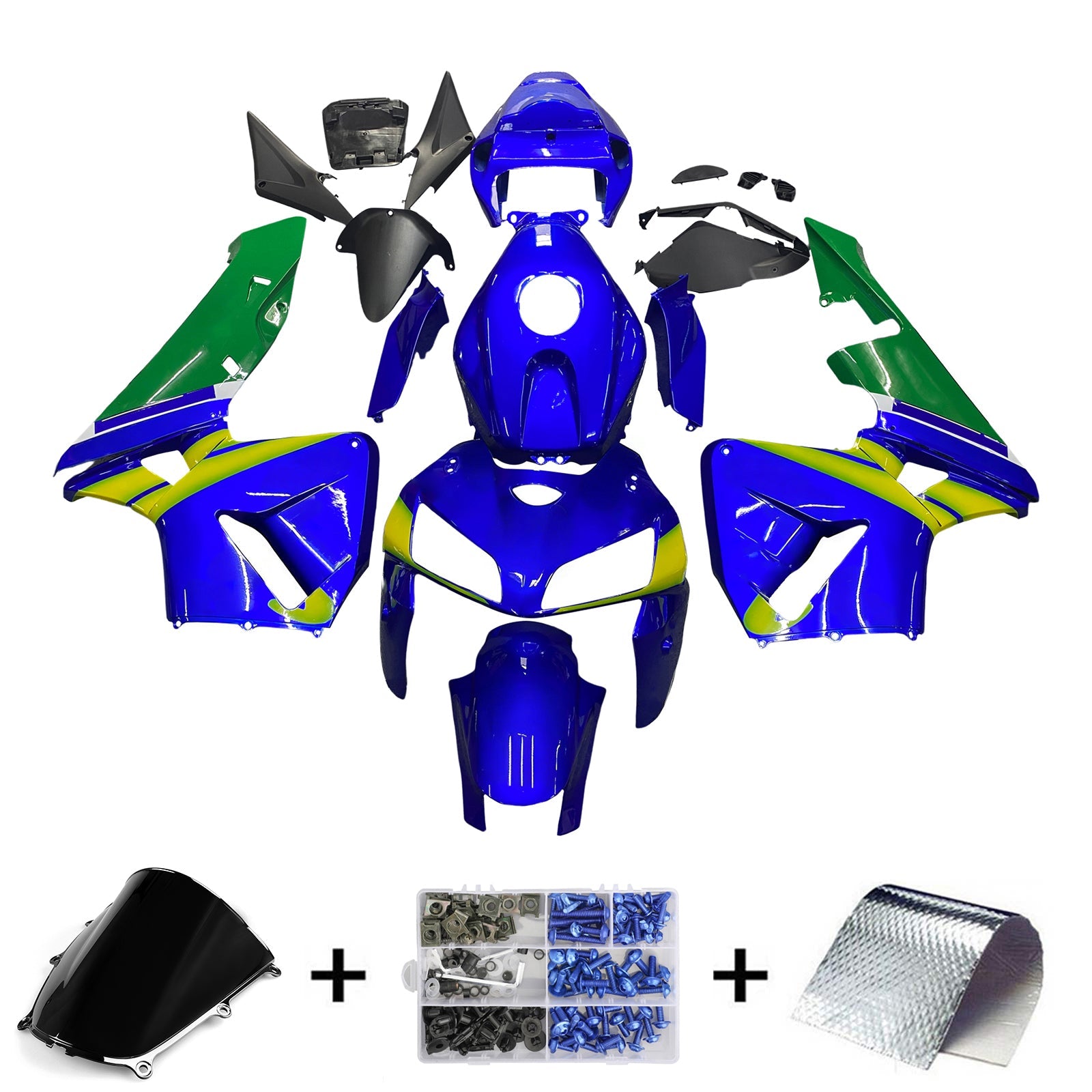 2005-2006 Honda CBR 600 RR Blue & Green Movistar Racing Fairings Generic
