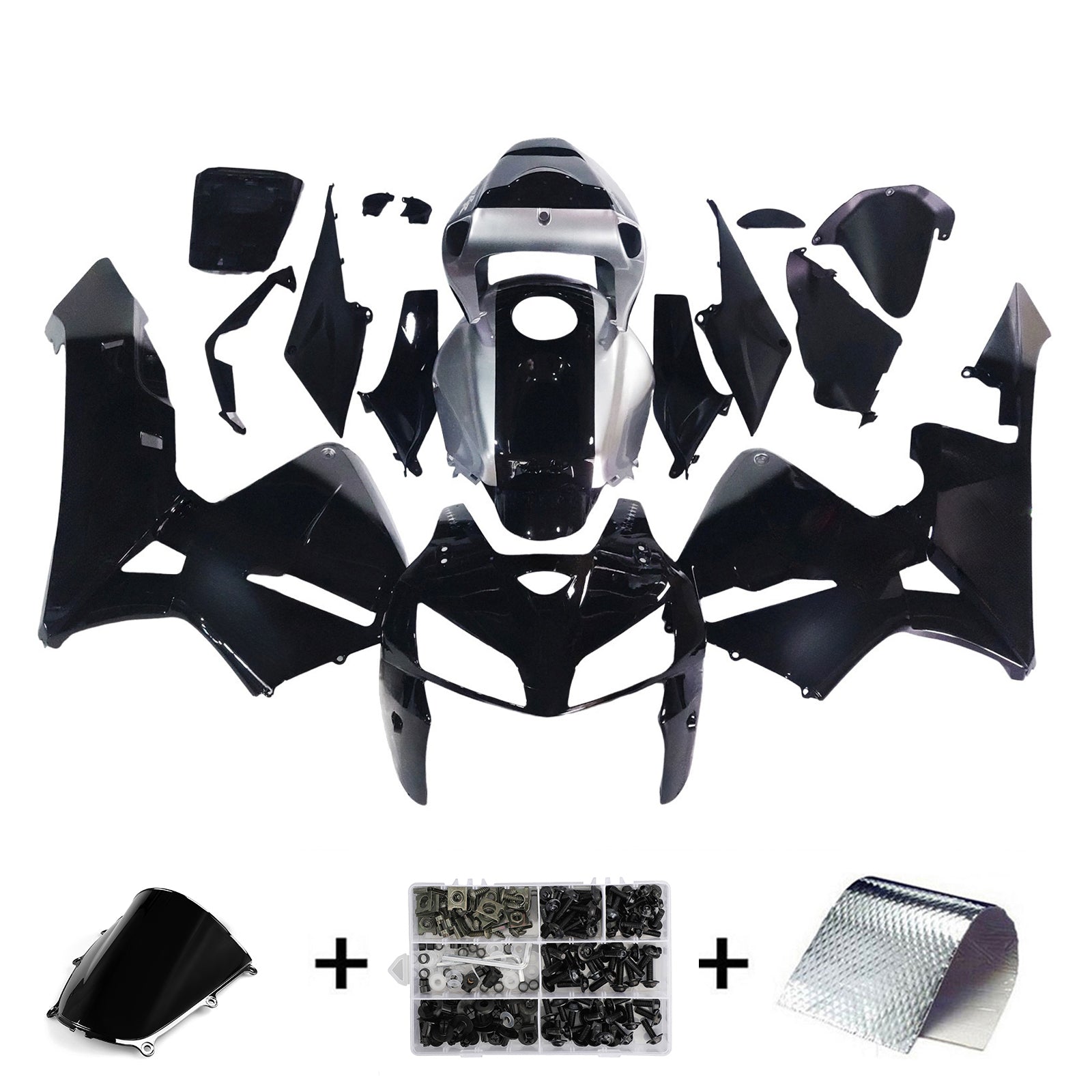 Fairings 2005-2006 Honda CBR 600 RR Black & Silver SevenStars Racing Generic