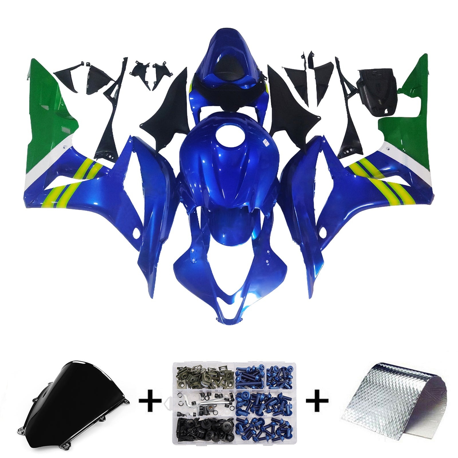 2007-2008 CBR600RR Bodywork Fairing Blue ABS Injection Molded Plastics Set Generic