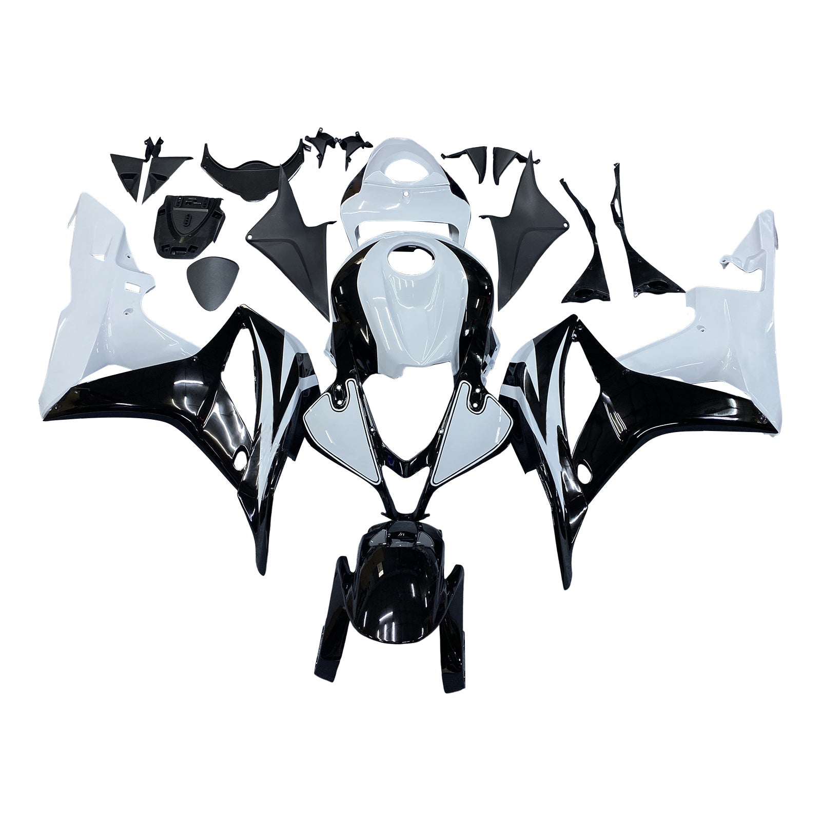 2007-2008 Honda CBR600RR White Black Fairing Kit