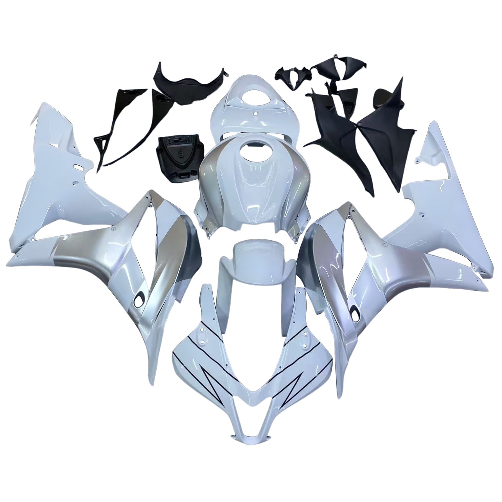2007-2008 Honda CBR 600 RR Silver & White Repsol Racing Fairings Generic