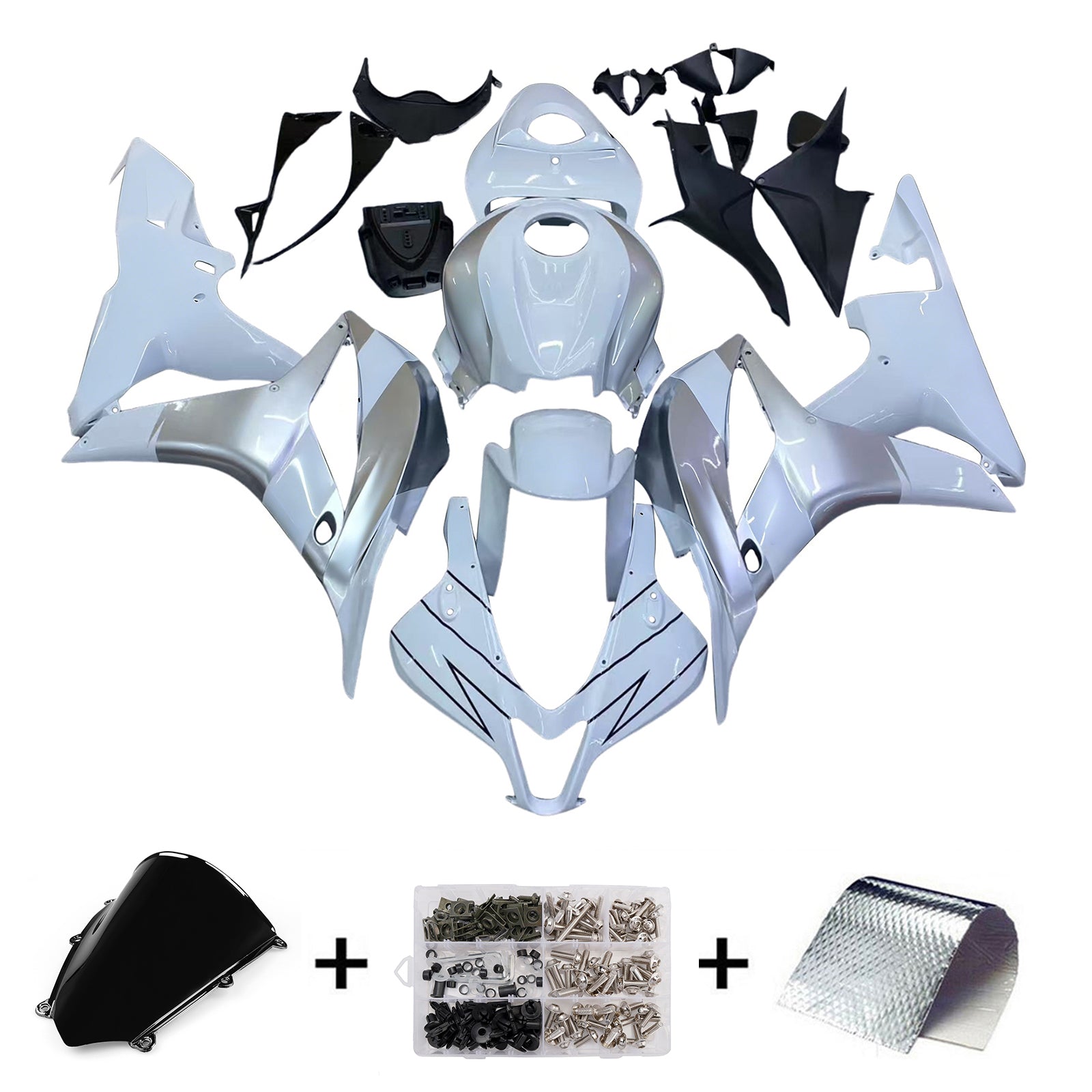 2007-2008 Honda CBR 600 RR Silver & White Repsol Racing Fairings Generic