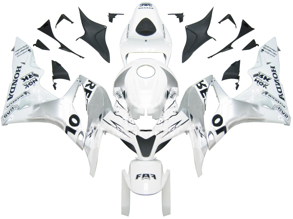 2007-2008 CBR600RR Bodywork Fairing White ABS Injection Molded Plastics Set Generic