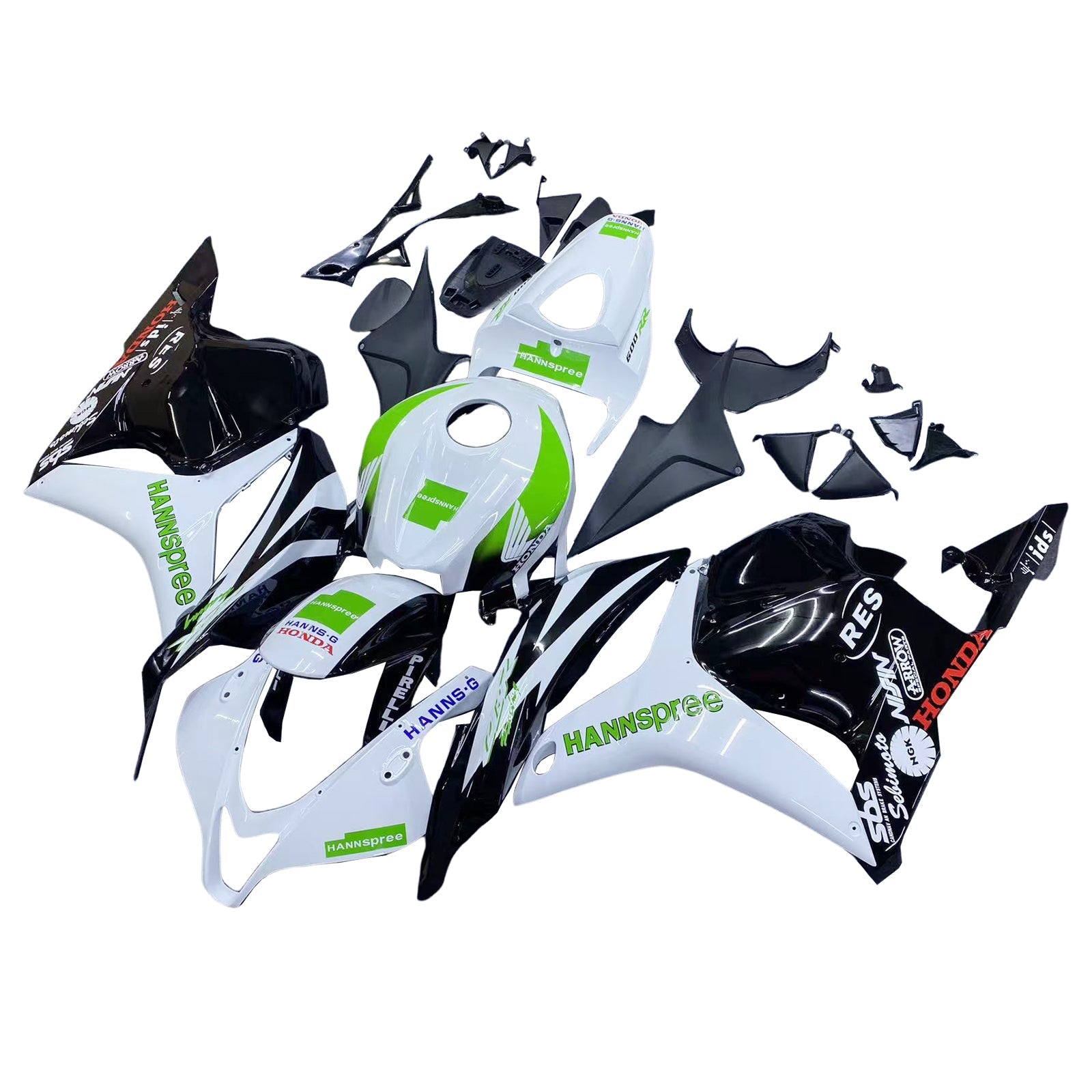 2009-2012 Honda CBR 600 RR White & Black Hannspree Racing Fairings Generic