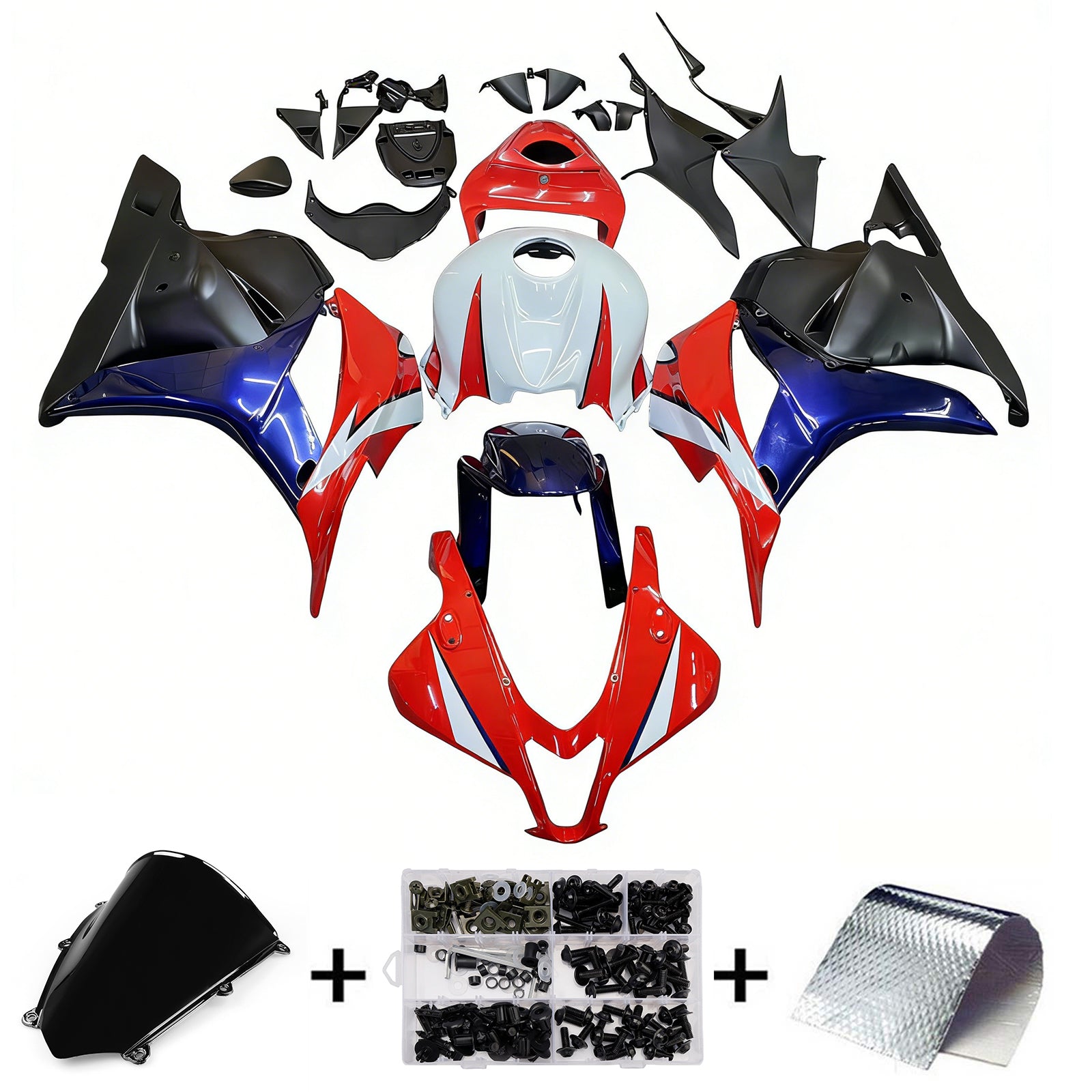 2009-2012 Honda CBR 600 RR Red White Blue CBR Racing Fairings Generic