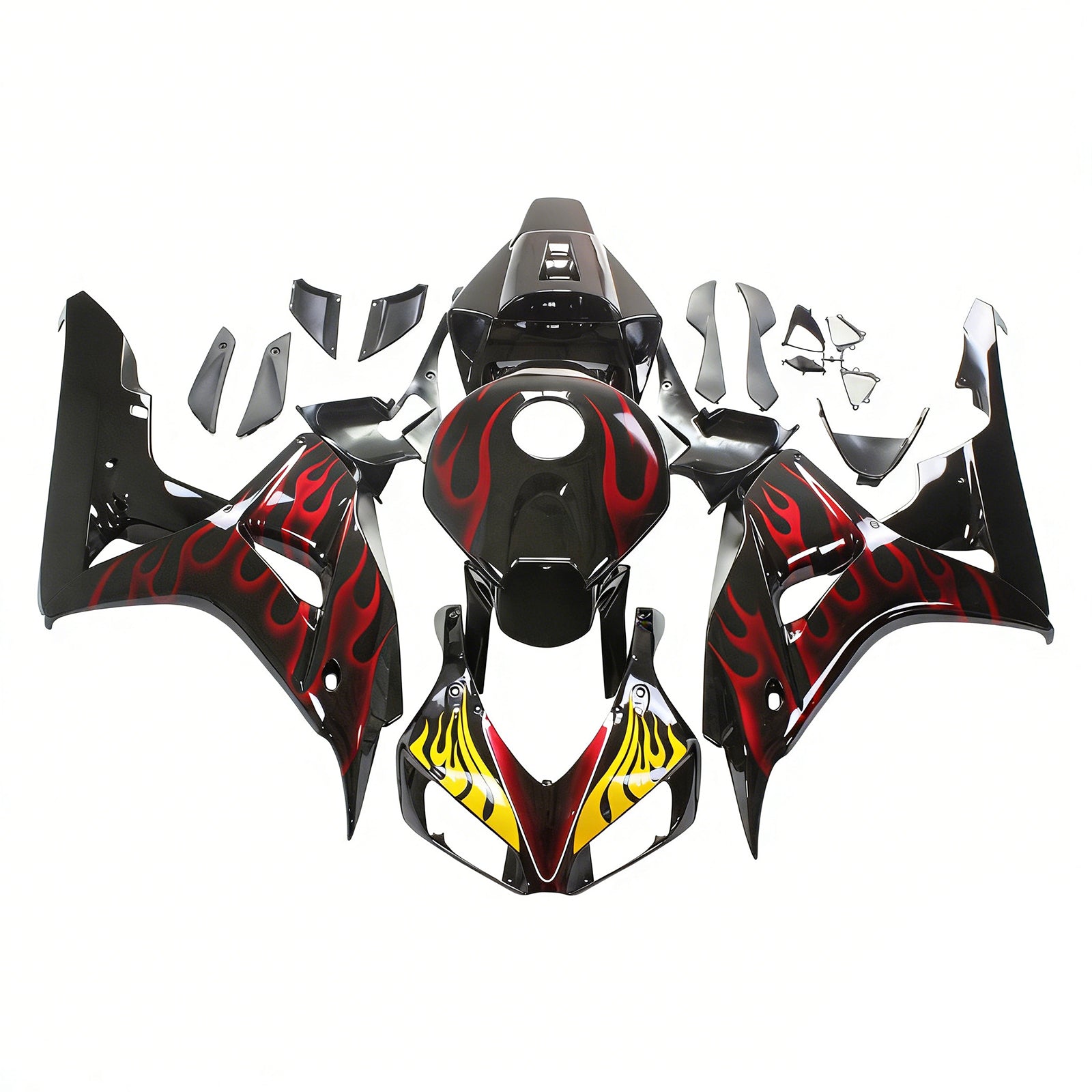 2006-2007 Honda CBR 1000 RR Black & Red Flame Shark Racing Amotopart Fairings