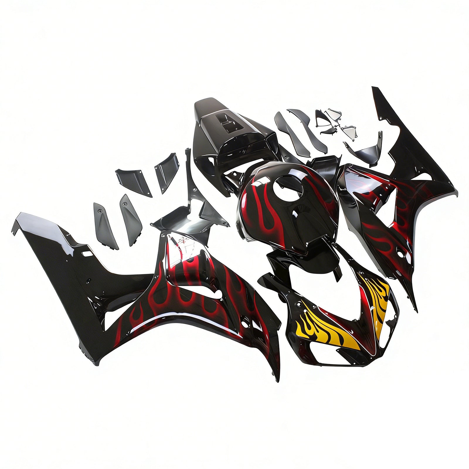 2006-2007 Honda CBR 1000 RR Black & Red Flame Shark Racing Amotopart Fairings