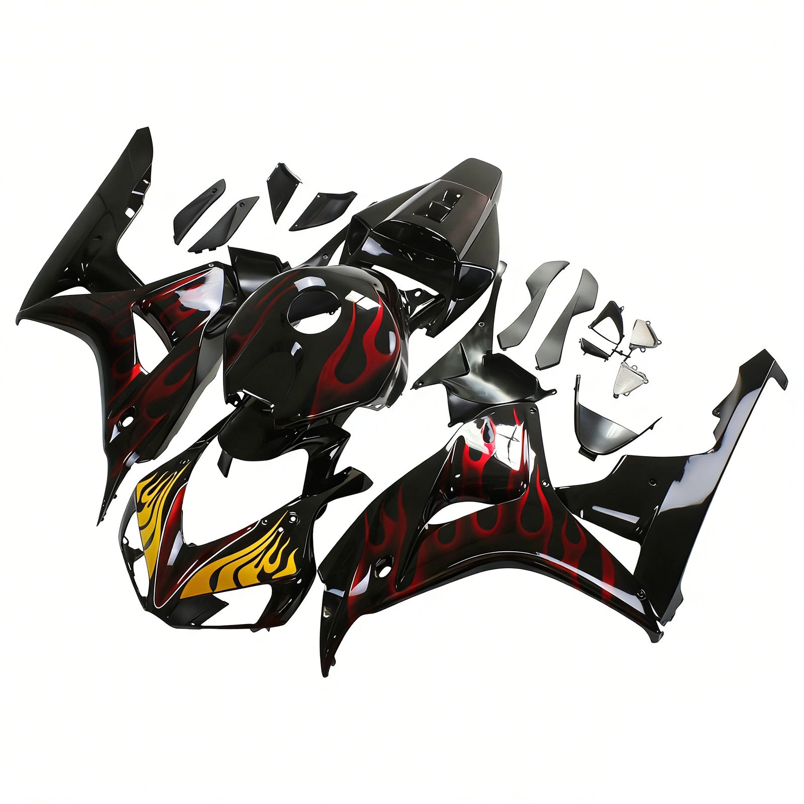 2006-2007 Honda CBR 1000 RR Black & Red Flame Shark Racing Amotopart Fairings