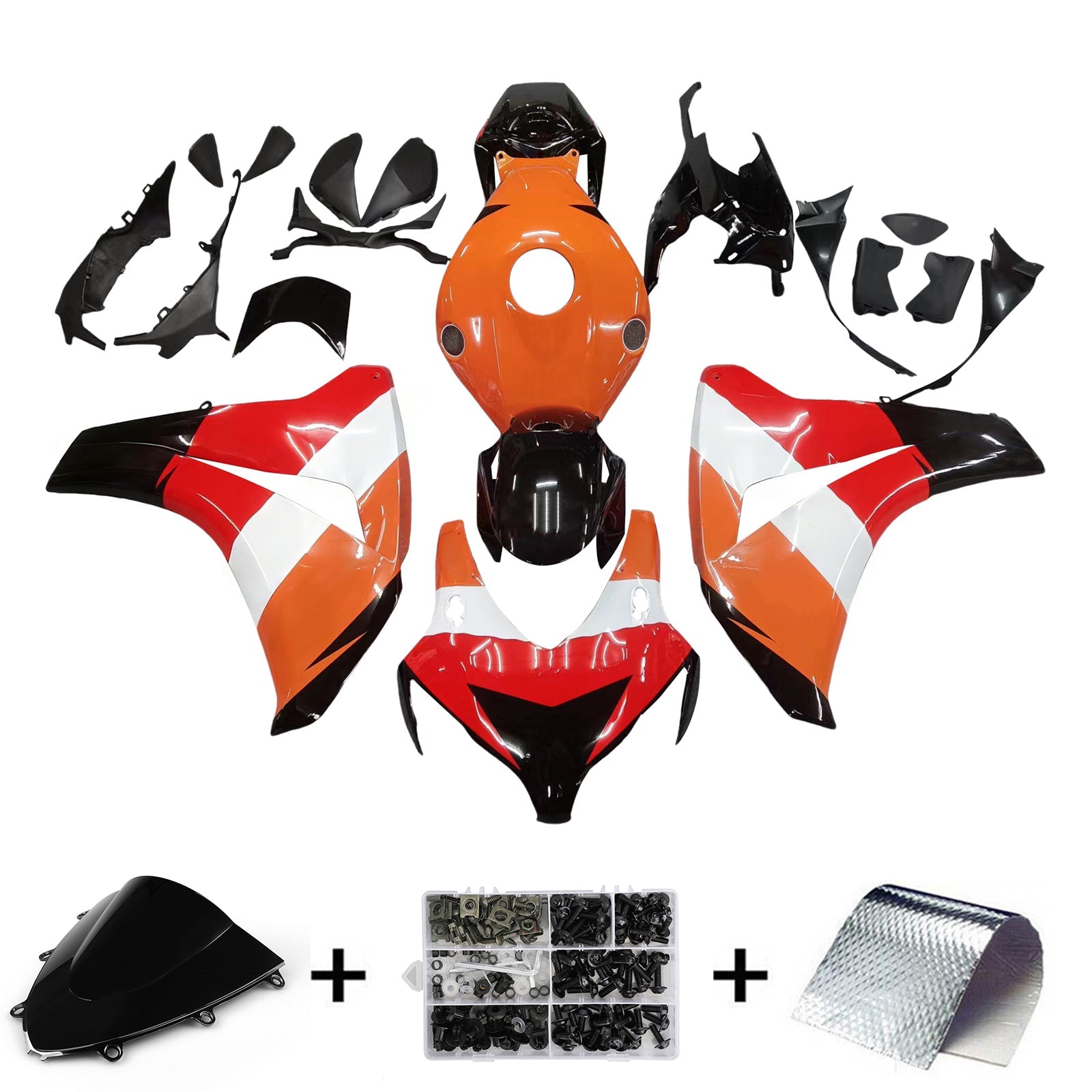 Fairings 2008-2011 Honda CBR 1000 RR Black Orange Repsol Racing Generic