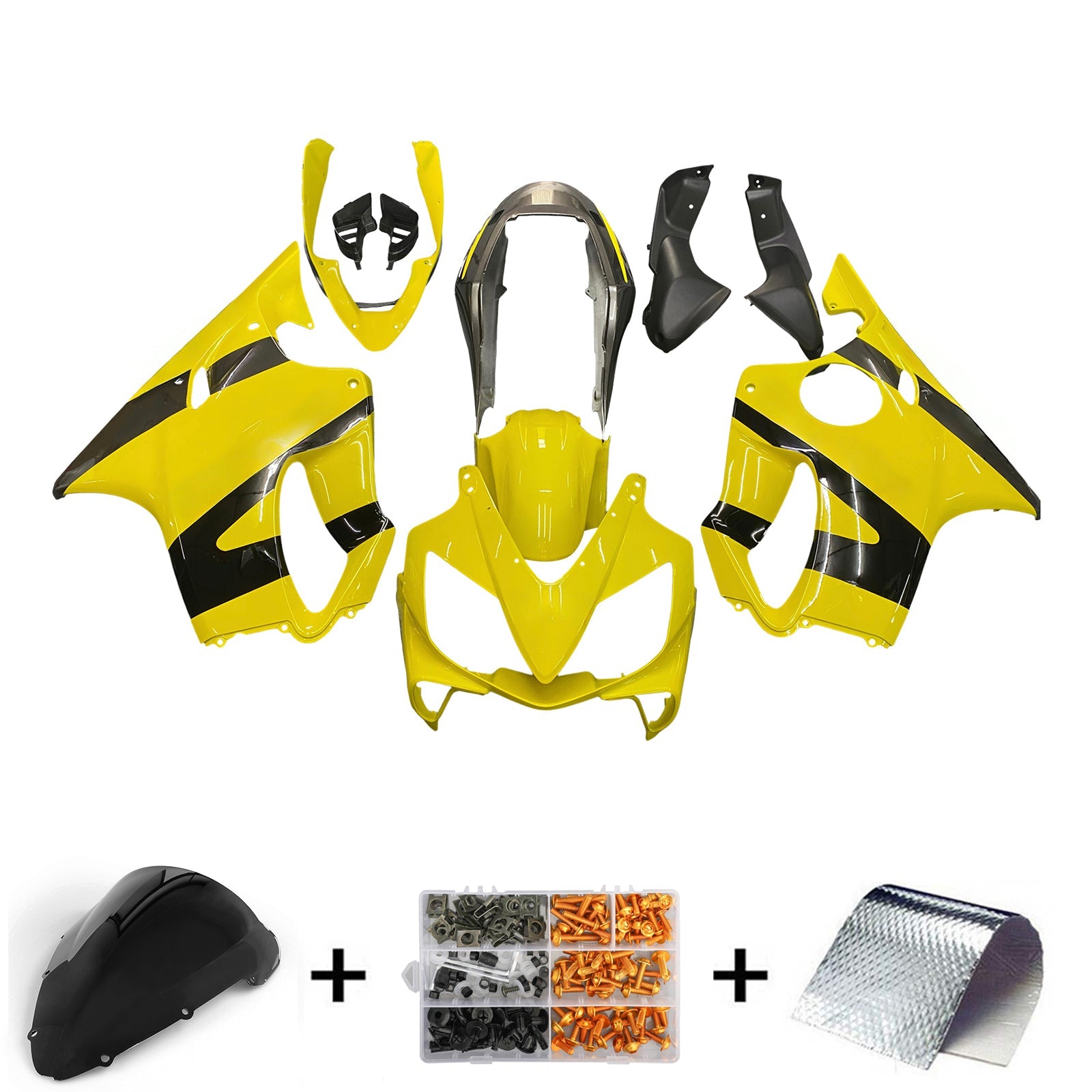 2004-2007 Honda CBR 600 F4i Yellow & Black CBR Racing Fairings Generic