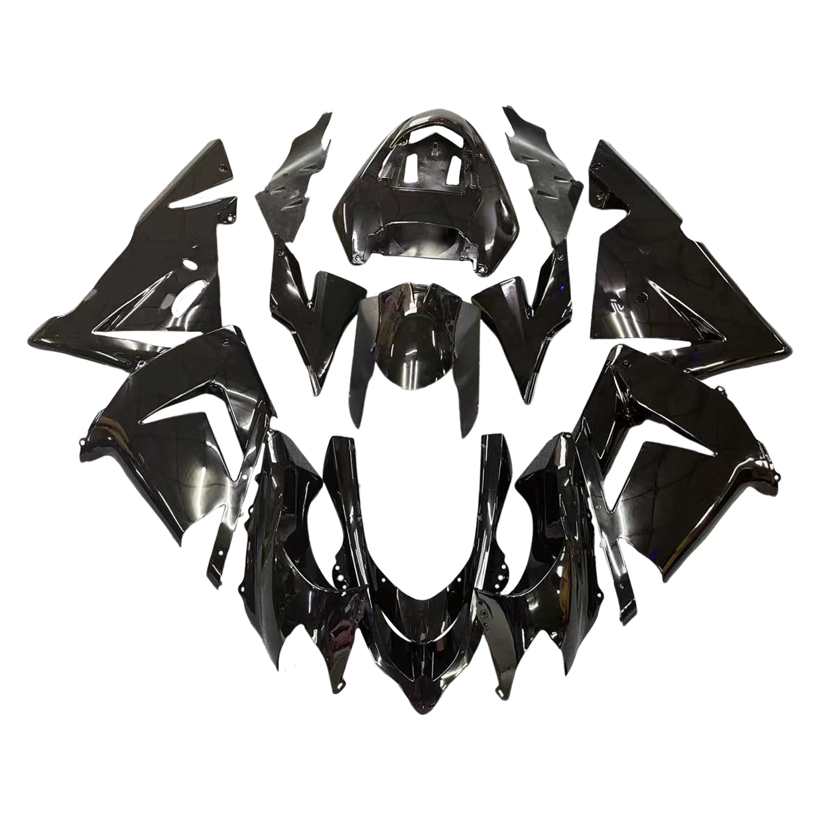 2004-2005 Kawasaki Zx10R Glossy Black Fairing Kit by Amotopart Fairings