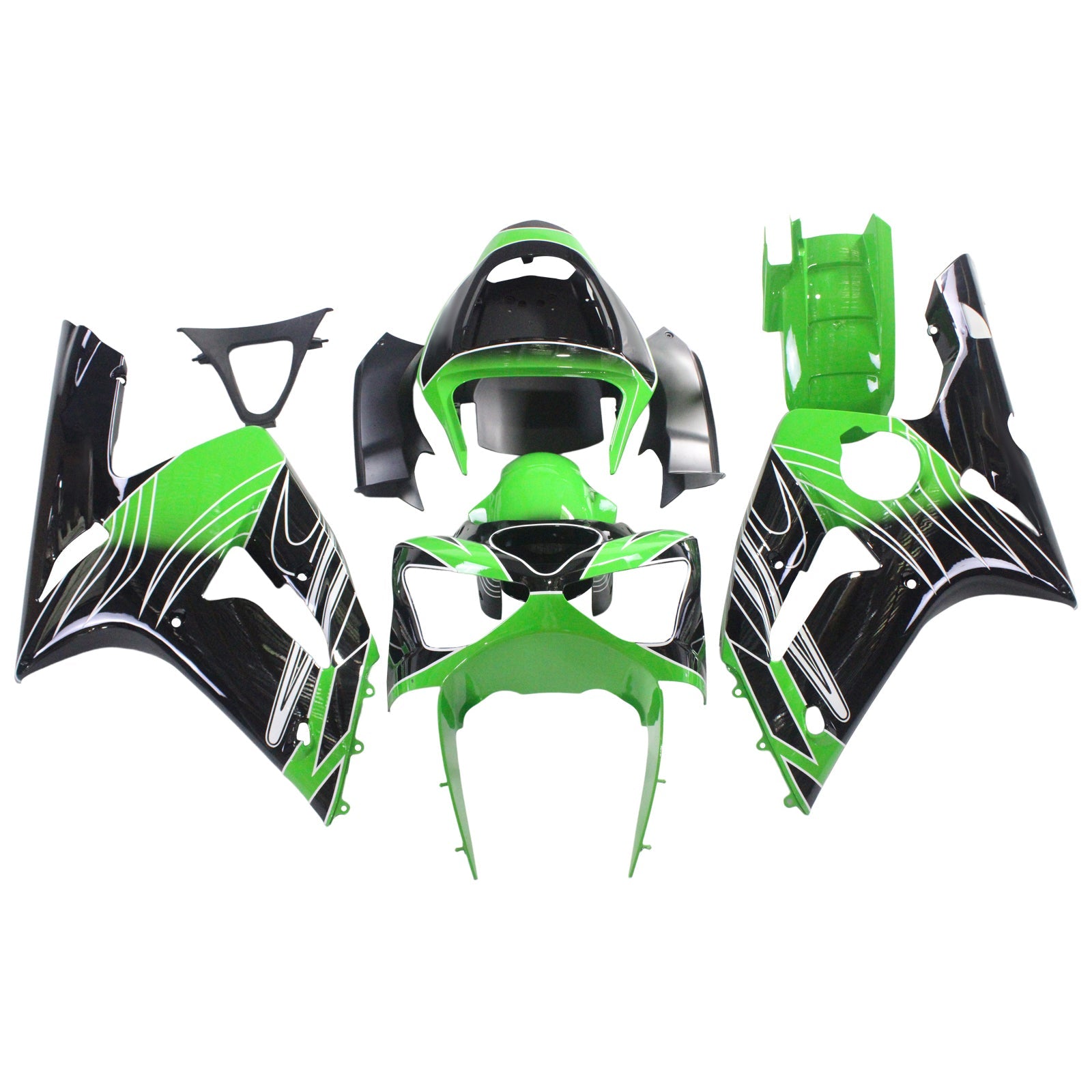 2003-2004 Kawasaki ZX6R 636 Amotopart Injection Fairing Kit Bodywork Plastic ABS #112