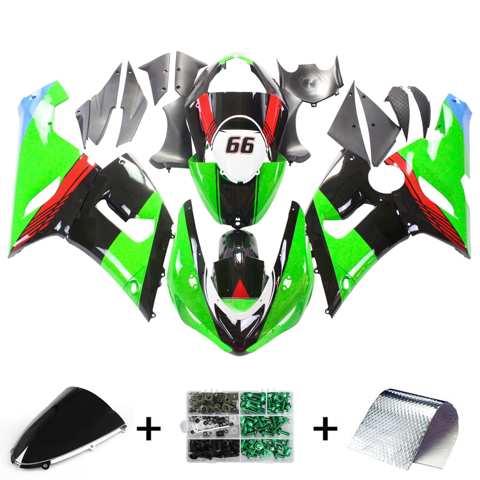 2005-2006 Kawasaki ZX6R 636 Amotopart Injection Fairing Kit Bodywork Plastic ABS #123