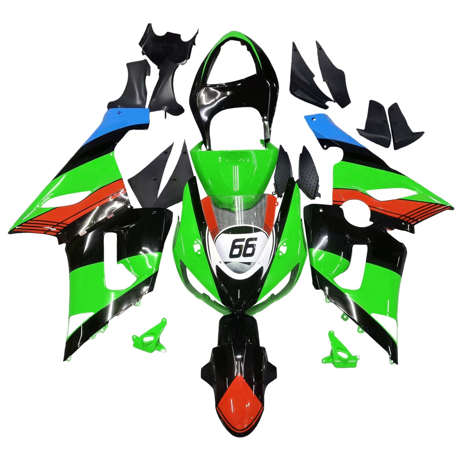 2005-2006 Kawasaki ZX6R 636 Amotopart Injection Fairing Kit Bodywork Plastic ABS #129