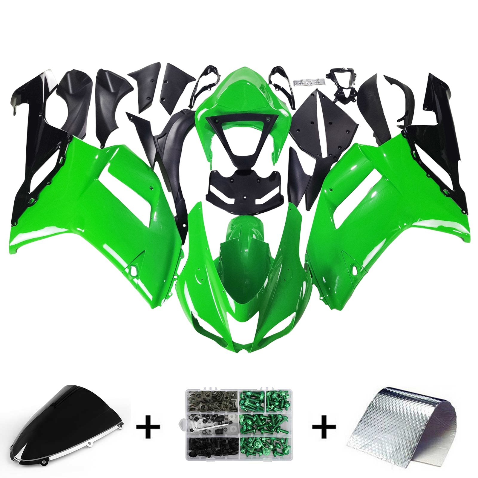 2007-2008 Kawasaki ZX6R 636 Amotopart Injection Fairing Kit Bodywork Plastic ABS #112