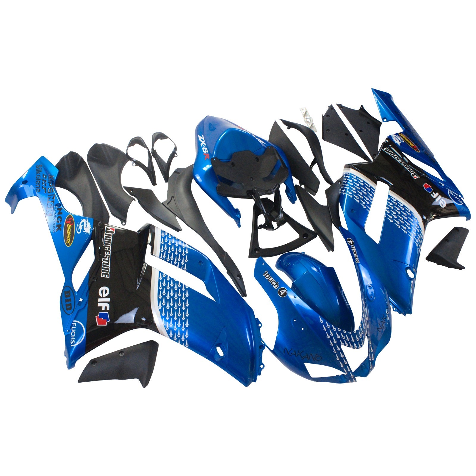 2007-2008 Kawasaki ZX6R 636 Amotopart Injection Fairing Kit Bodywork Plastic ABS #132