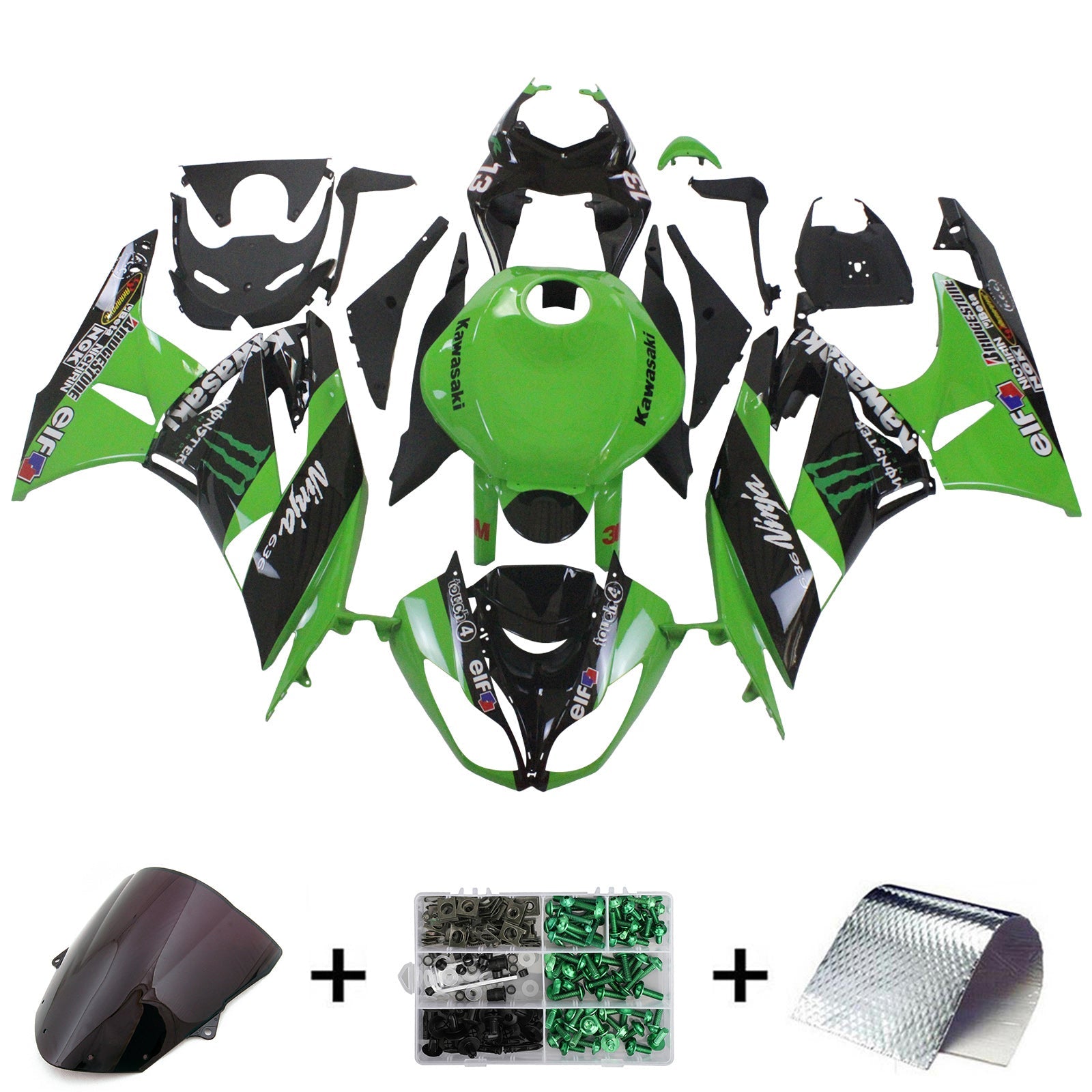 2009-2012 Kawasaki ZX6R 636 Fairing Kit Bodywork Plastic ABS