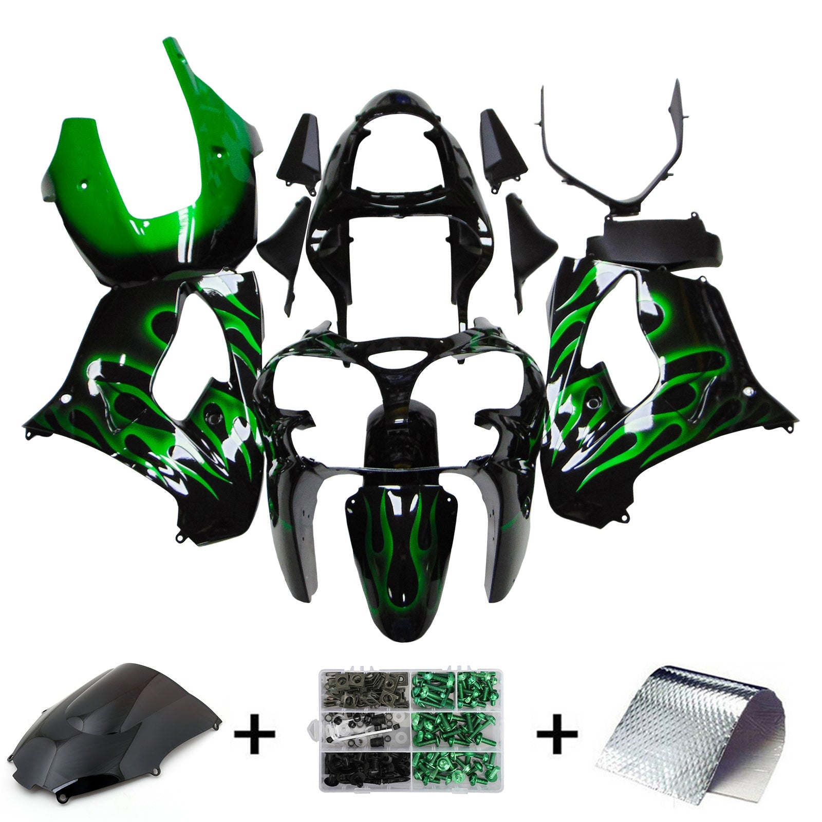 2000-2001 Kawasaki ZX9R Amotopart Injection Fairing Kit Bodywork Plastic ABS #105