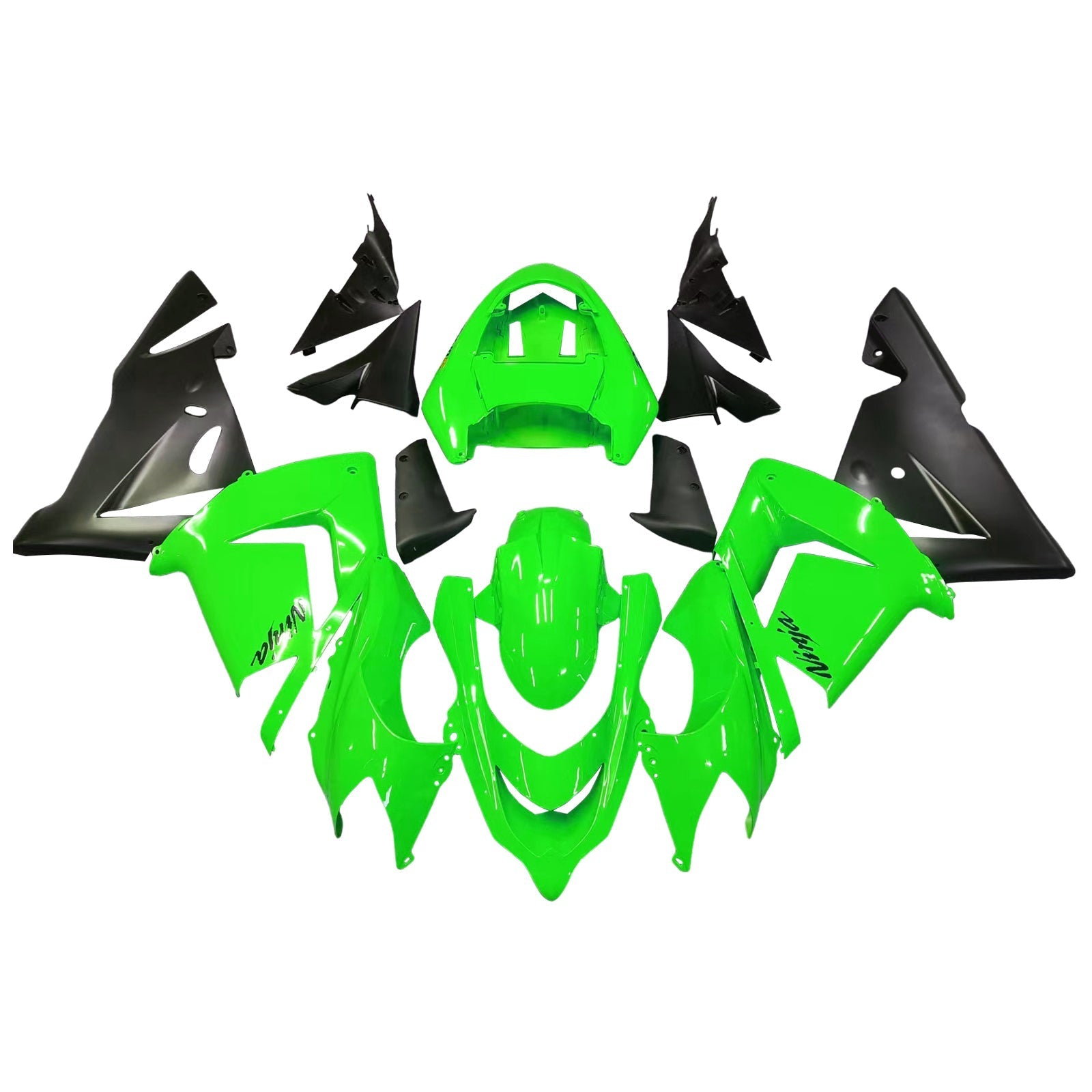 2004-2005 Kawasaki ZX 10R Green Black Racing Fairings Generic