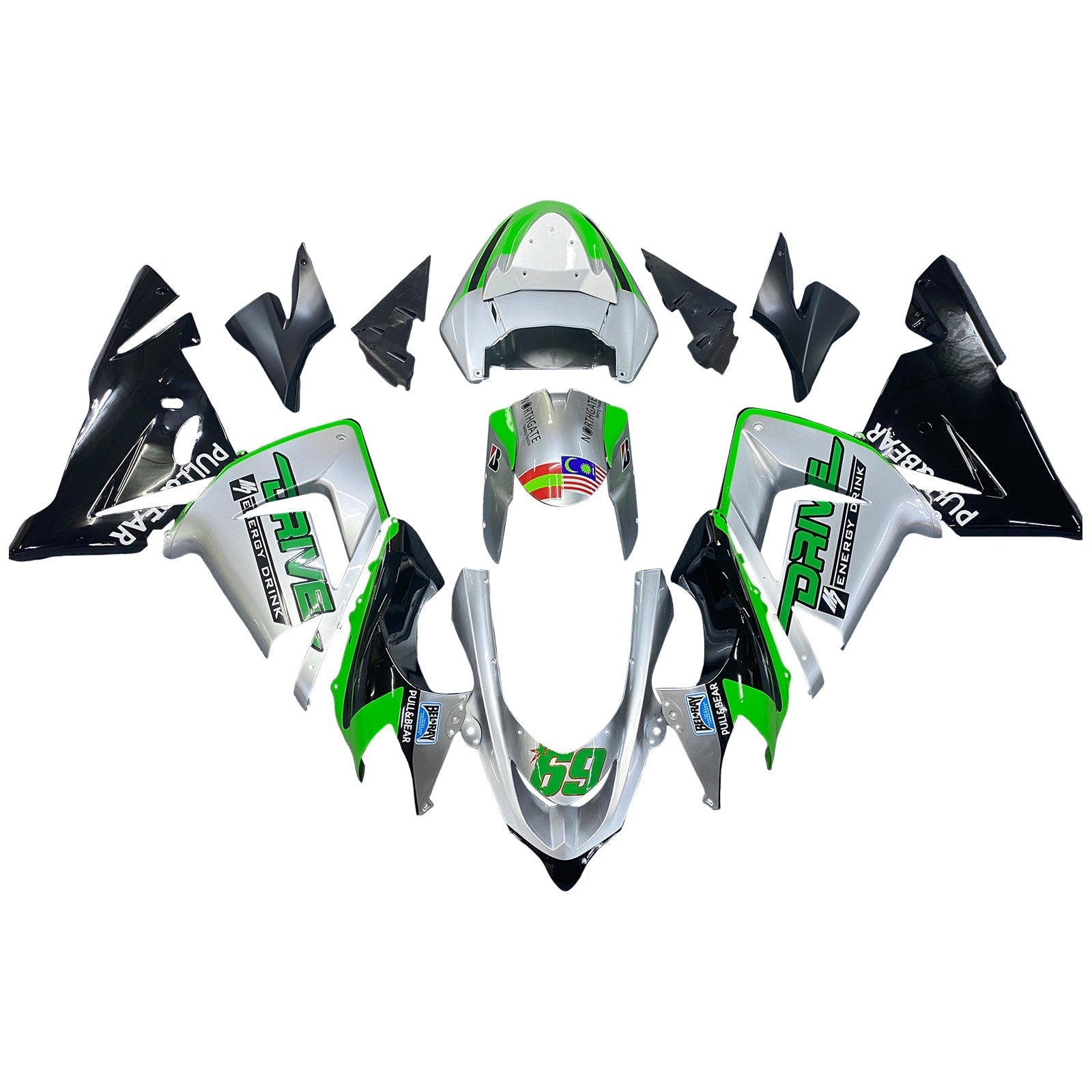 2004-2005 Kawasaki ZX10R Fairing Kit Bodywork Plastic ABS