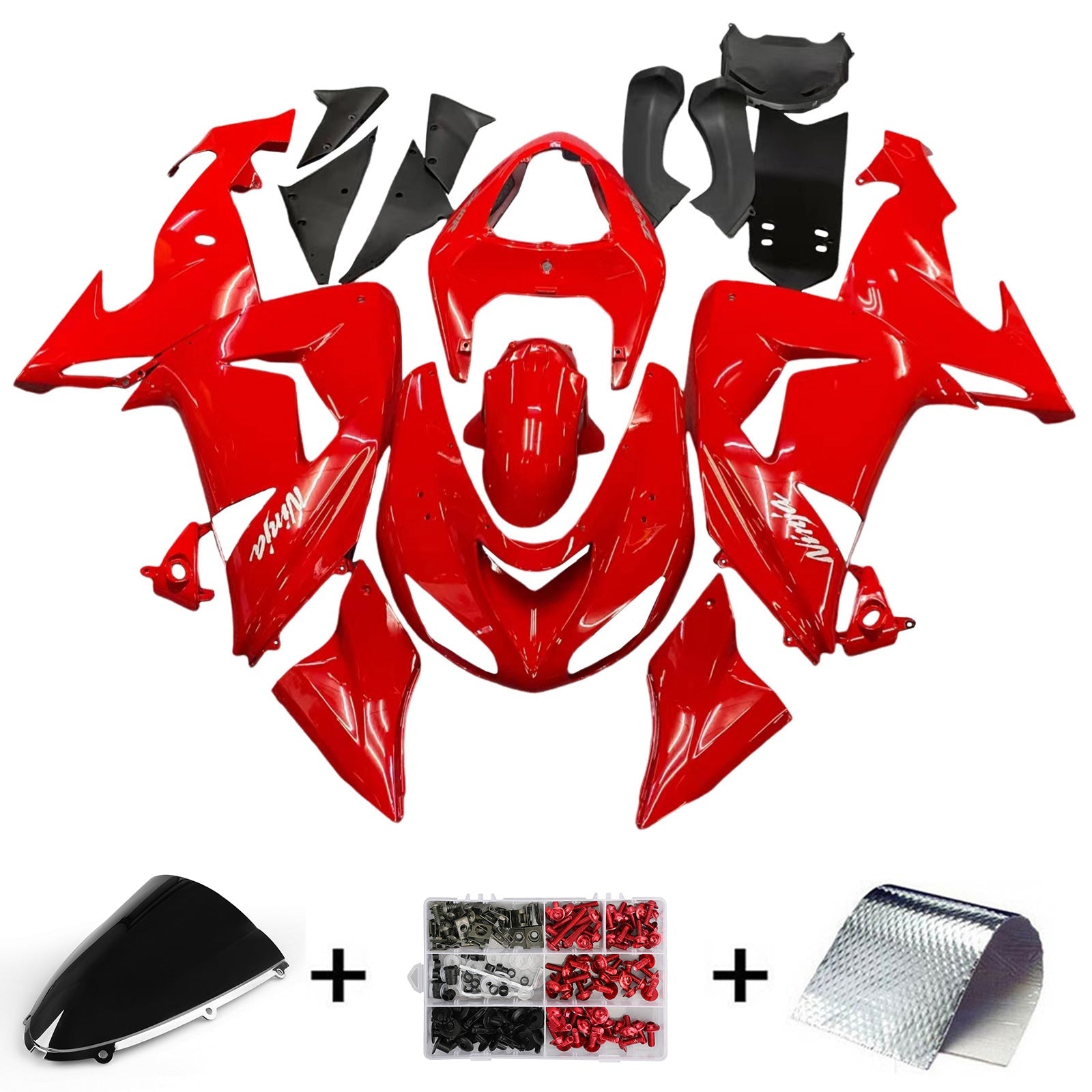 2006-2007 Kawasaki ZX 10R Red Racing Fairings Generic