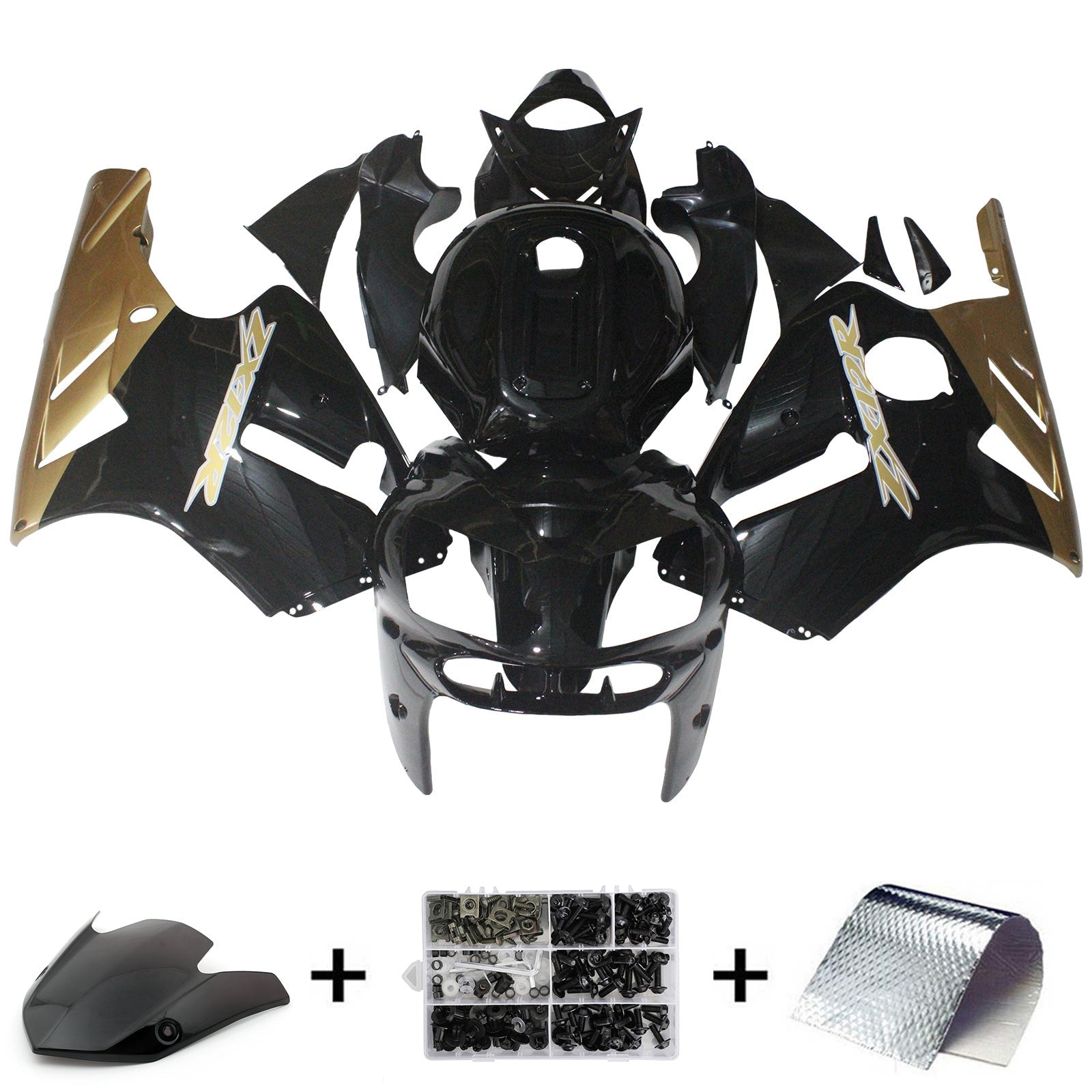 2002-2005 Ninja ZX12R Blue Black Bodywork Fairing ABS Injection Molded Plastics Set 2# Generic