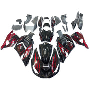 2006-2011 Ninja ZX14R Black & Red Flame Bodywork Fairing ABS Injection Molded Plastics Set 2# Generic