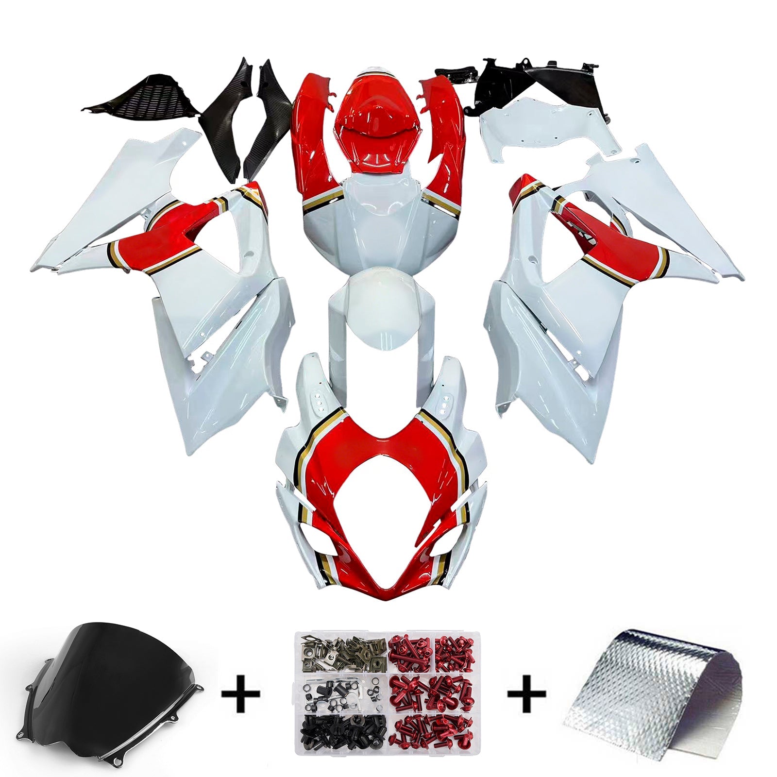2007-2008 GSXR1000 Red Bodywork Fairing ABS Injection Molded Plastics Set Generic
